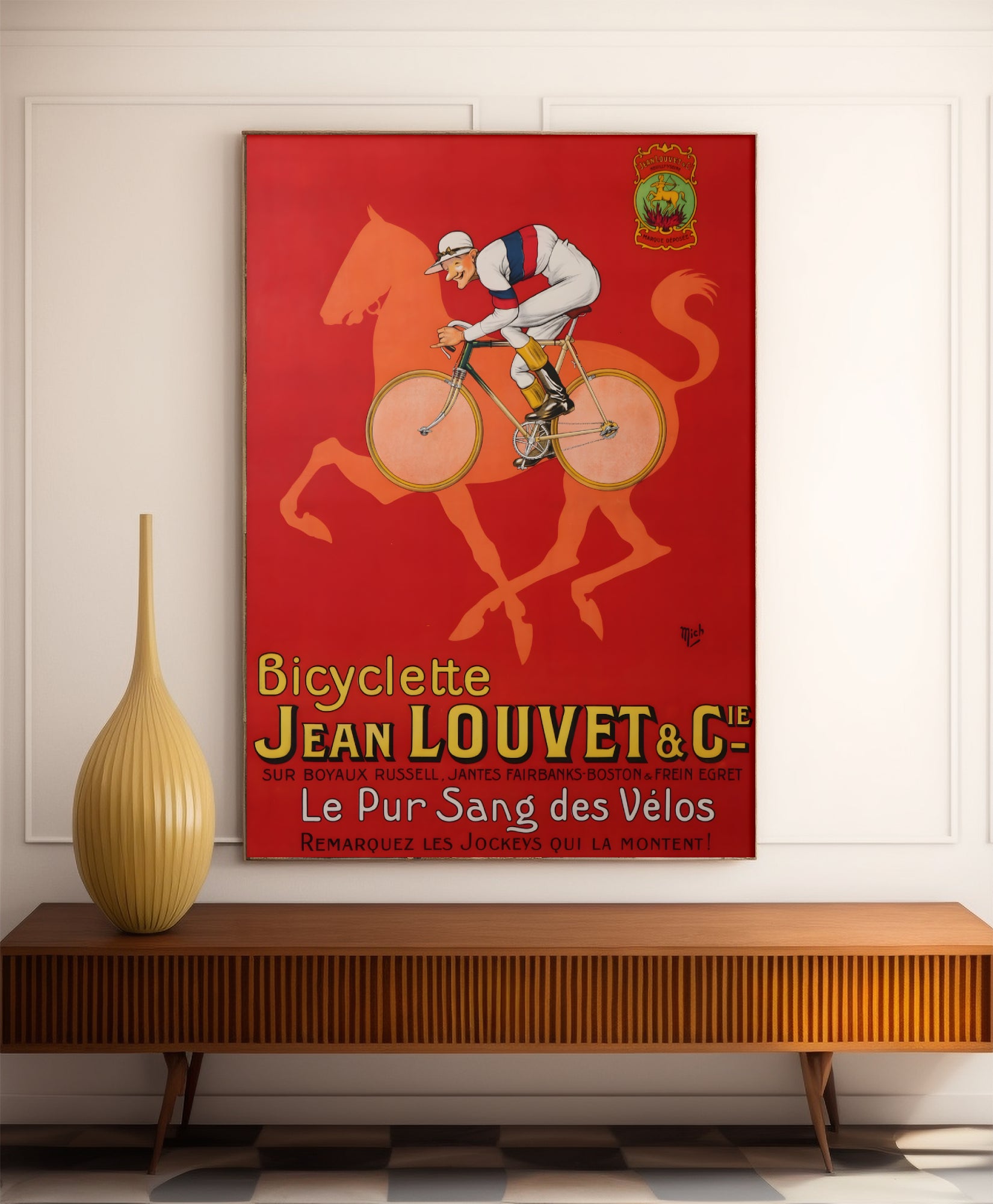 Affiche velo vintage "Cycles Louvet" - Mich - Haute Définition - papier mat 230gr/m²
