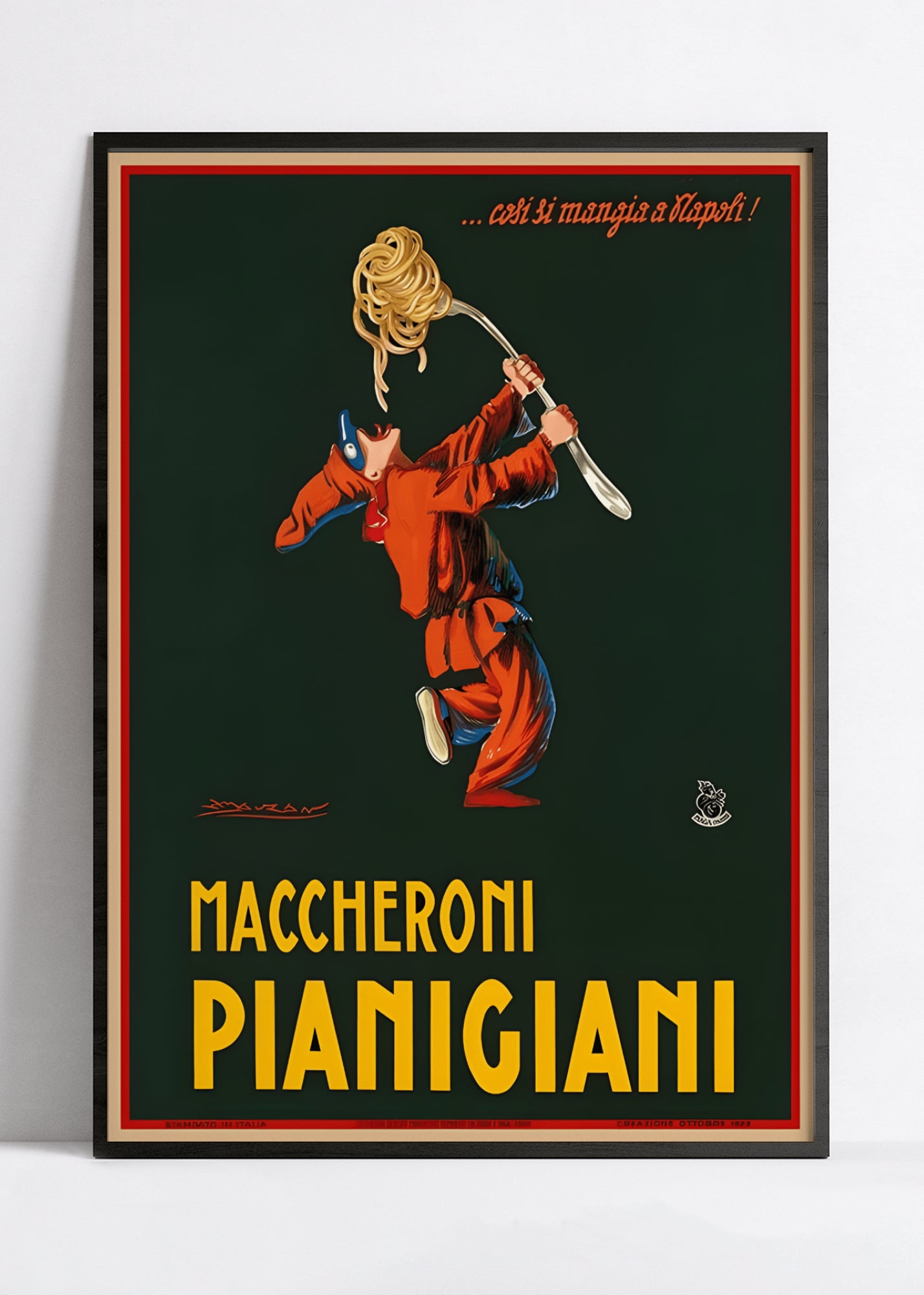 Affiche cuisine vintage "Maccheroni Pianigiani"- Achille Mauzan- Haute Définition - papier mat 230gr/m²