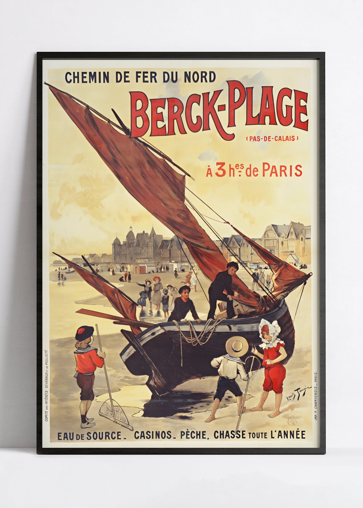 Affiche ville vintage "Berck Plage" - Haute Définition - papier mat 230gr/m²