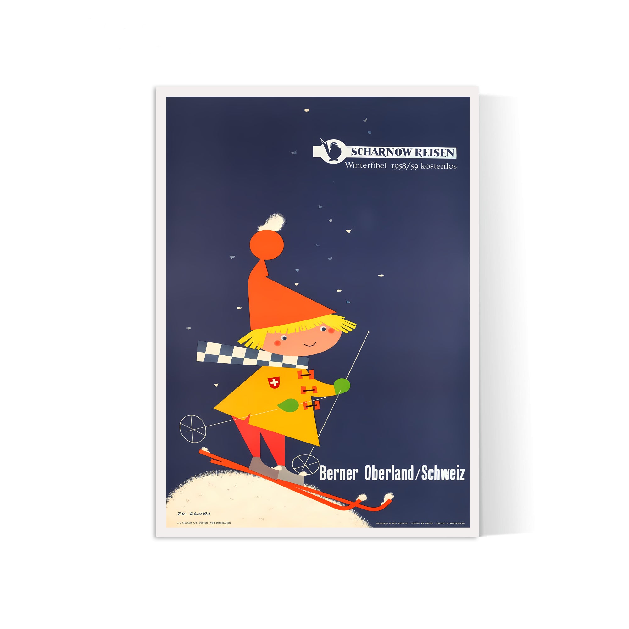 Affiche ski vintage "Berner Oberland - Schweiz" - Haute Définition - papier mat 230gr/m²