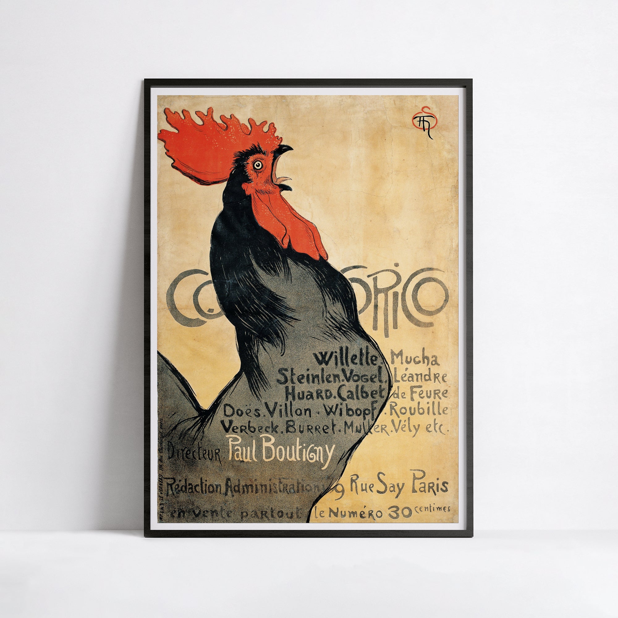 Affiche Art Nouveau "Cocorico" - Steinlen  - Haute Définition - papier mat 230gr/m²