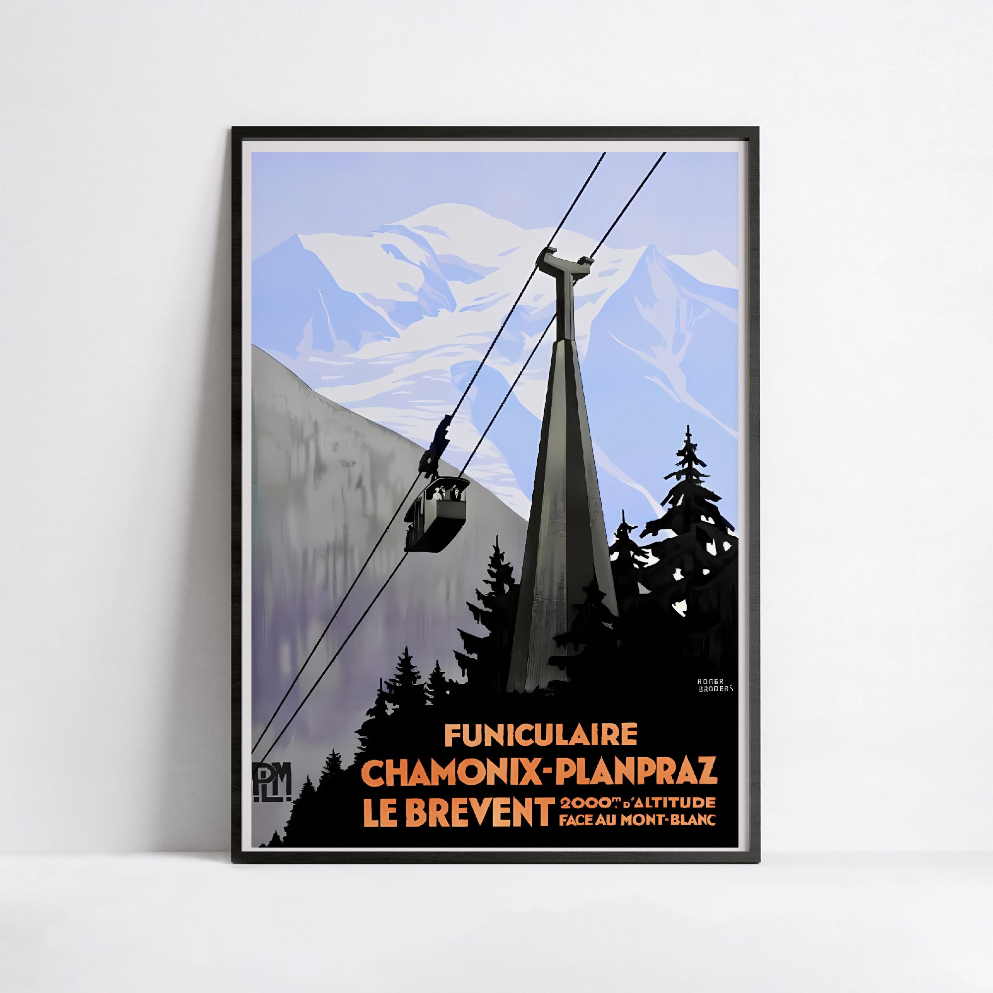 Affiche montagne "Funiculaire de Chamonix Planpraz" - Haute Définition - papier mat 230gr/m²