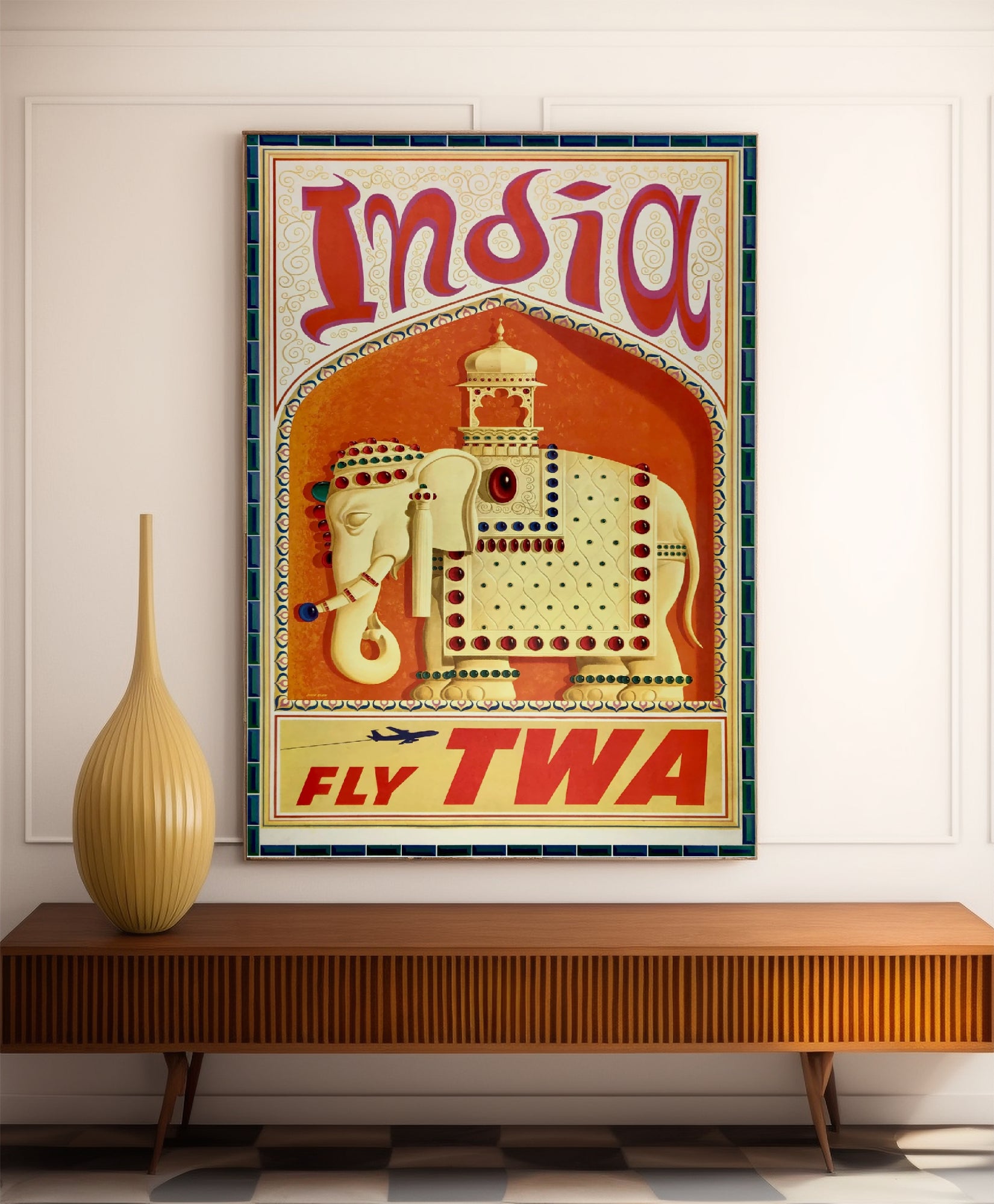 Vintage-Reiseplakat „Indien“ – TWA – High Definition – mattes Papier 230 g/m²