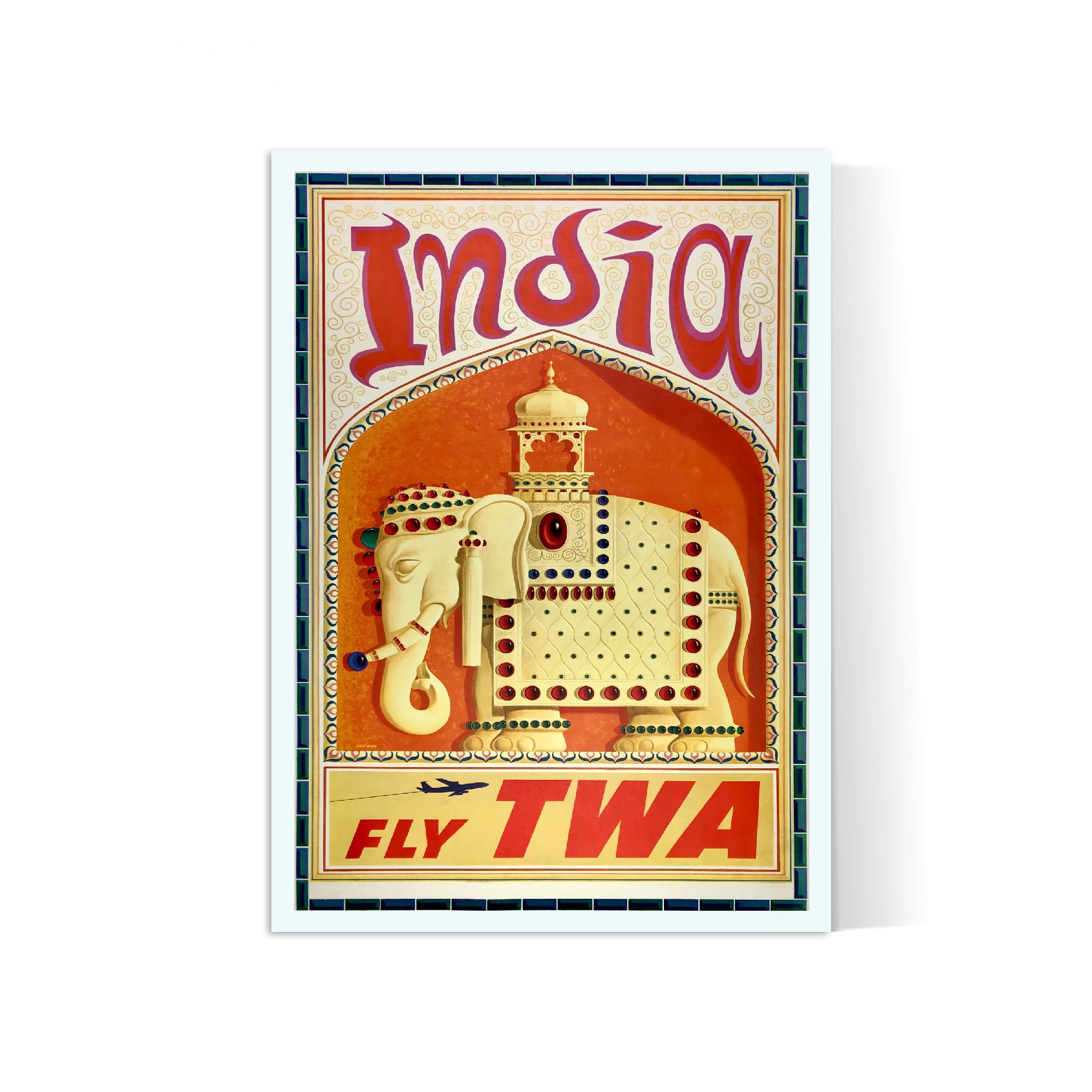 Affiche voyage vintage "India" - TWA - Haute Définition - papier mat 230gr/m²