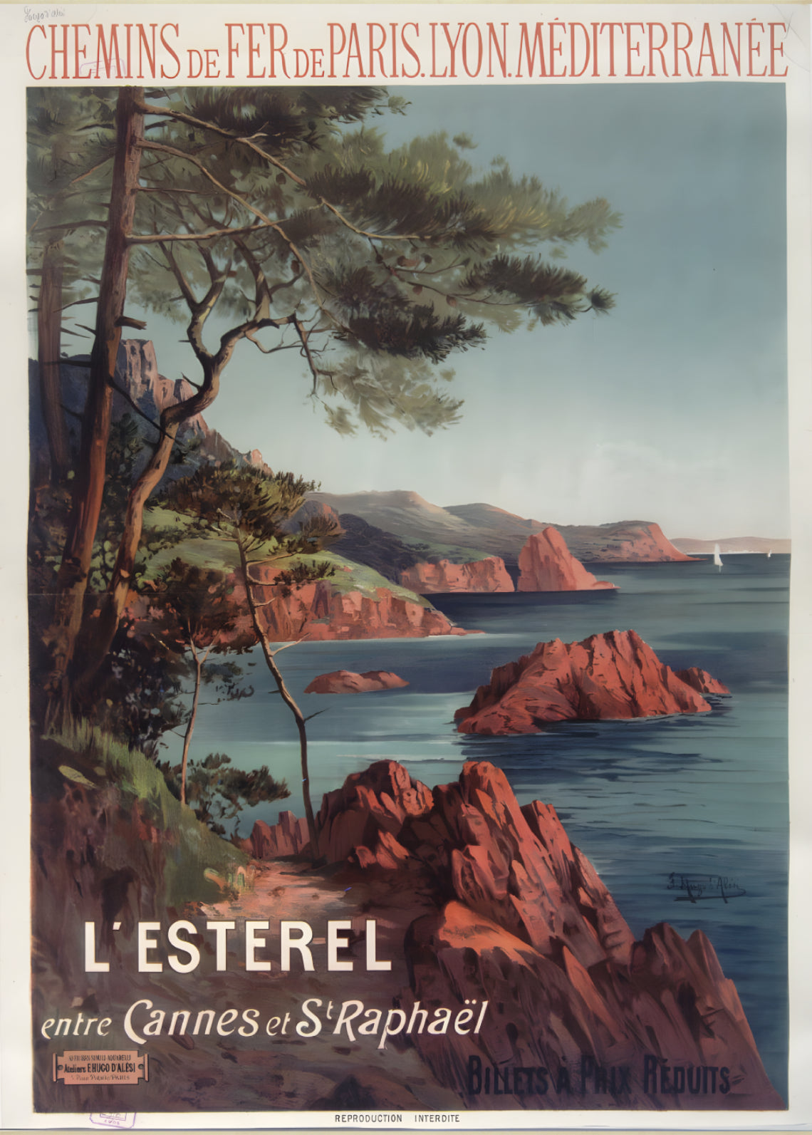 Affiche publicitaire vintage "L'Esterel" - Hugo d'Alesi - Haute Définition - papier mat 230gr/m²
