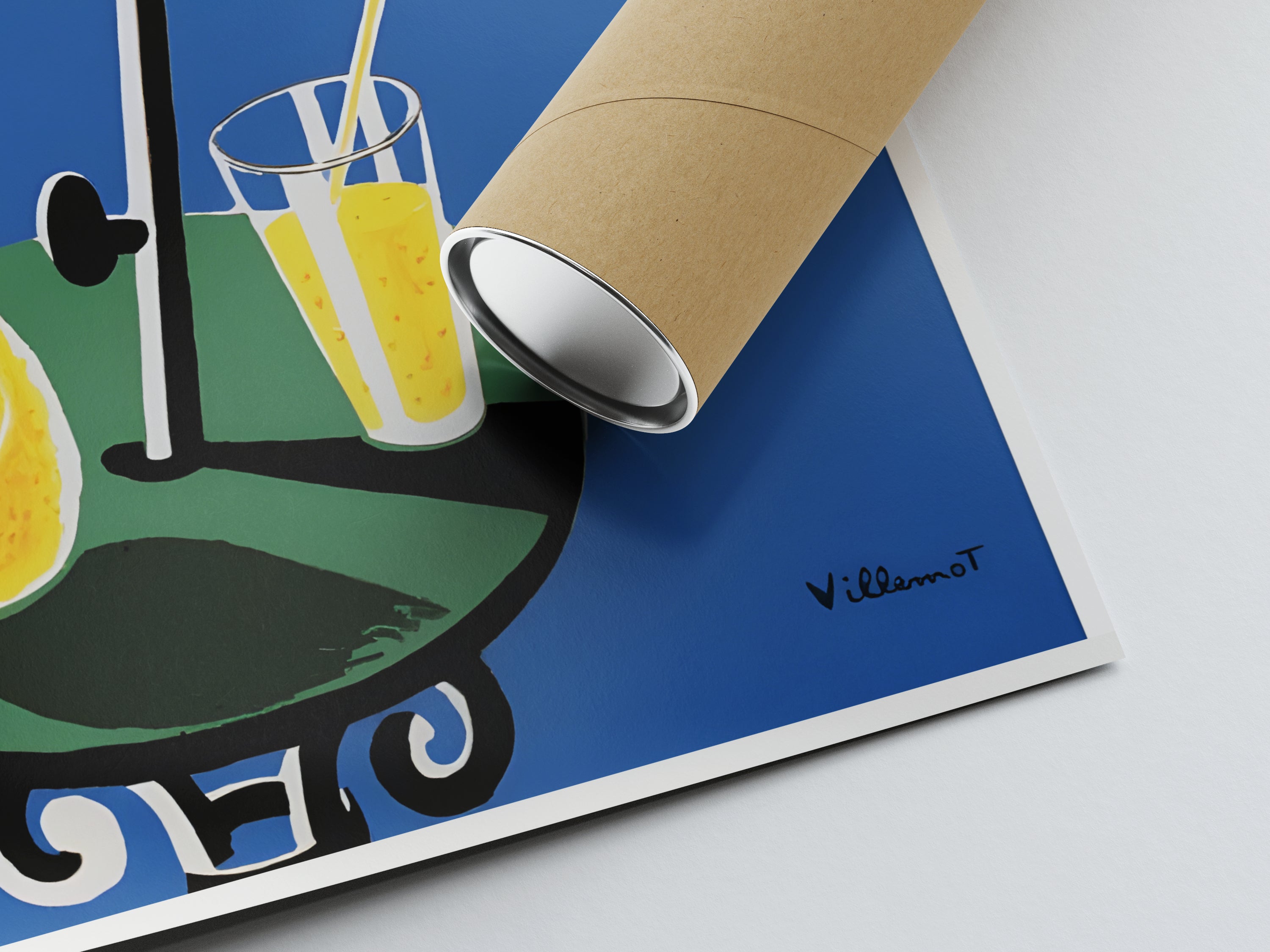 Affiche Orangina "Terrase et Parasol " - Villemot - Haute Définition - papier mat 230gr/m²