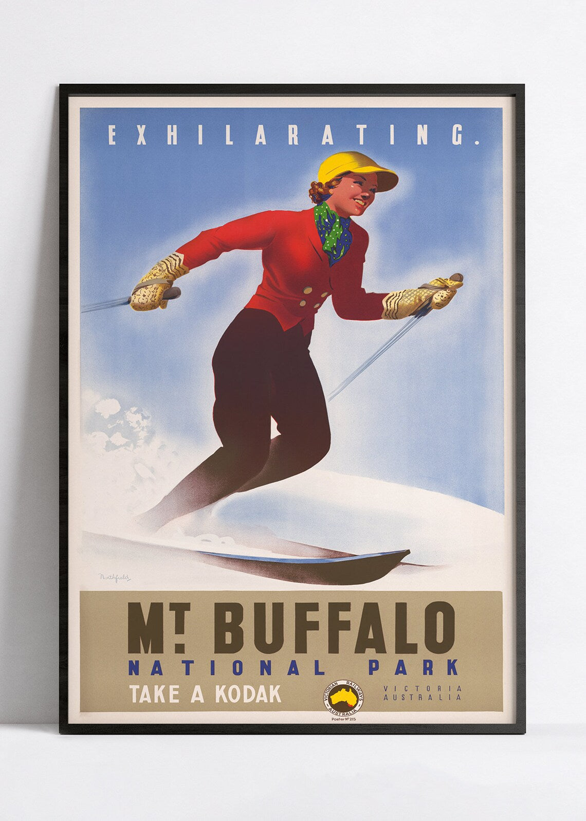 Affiche ski vintage "Mt Buffalo" - Haute Définition - papier mat 230gr/m²