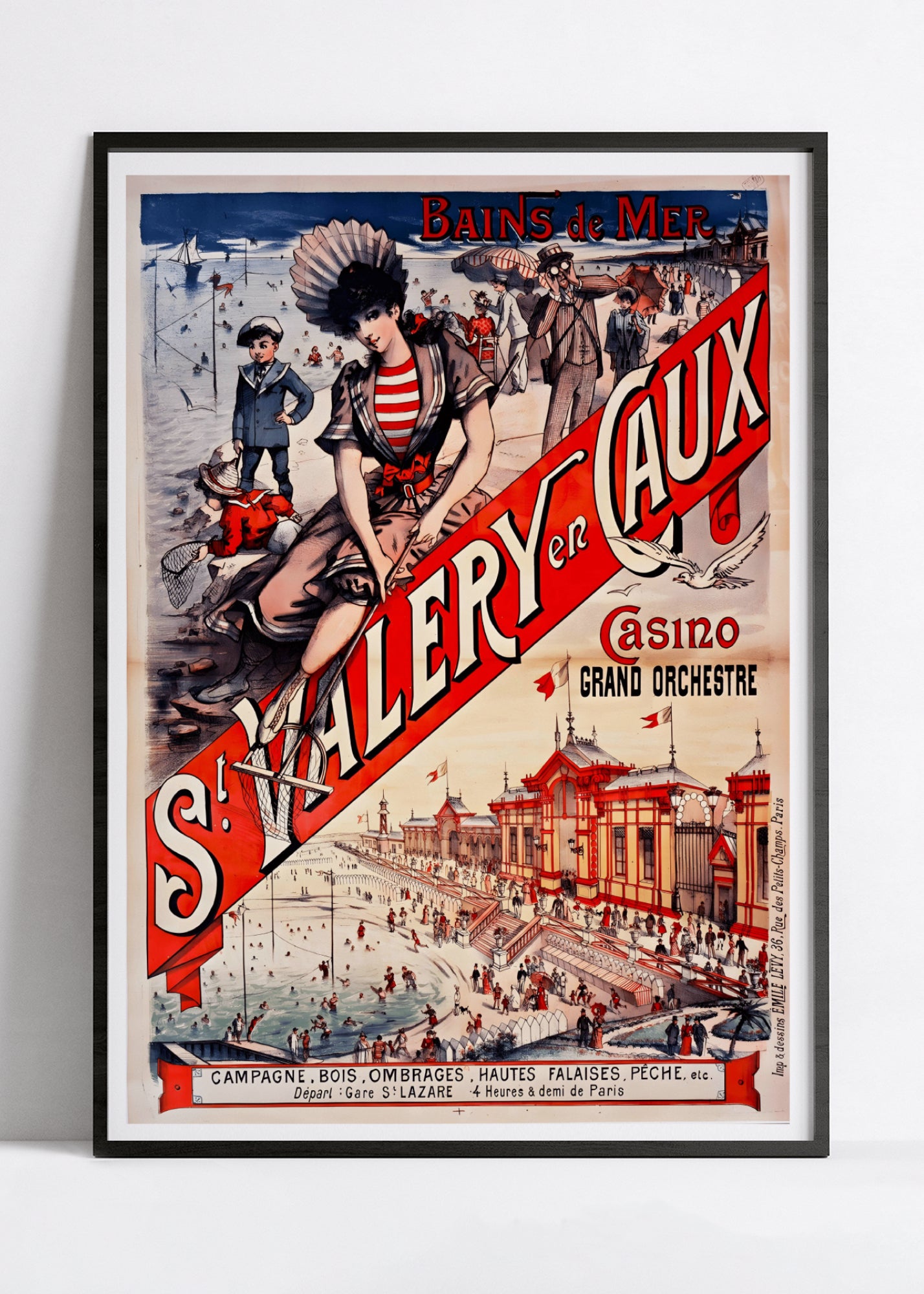 Affiche ville vintage "Saint Valery en caux" - Haute Définition - papier mat 230gr/m²