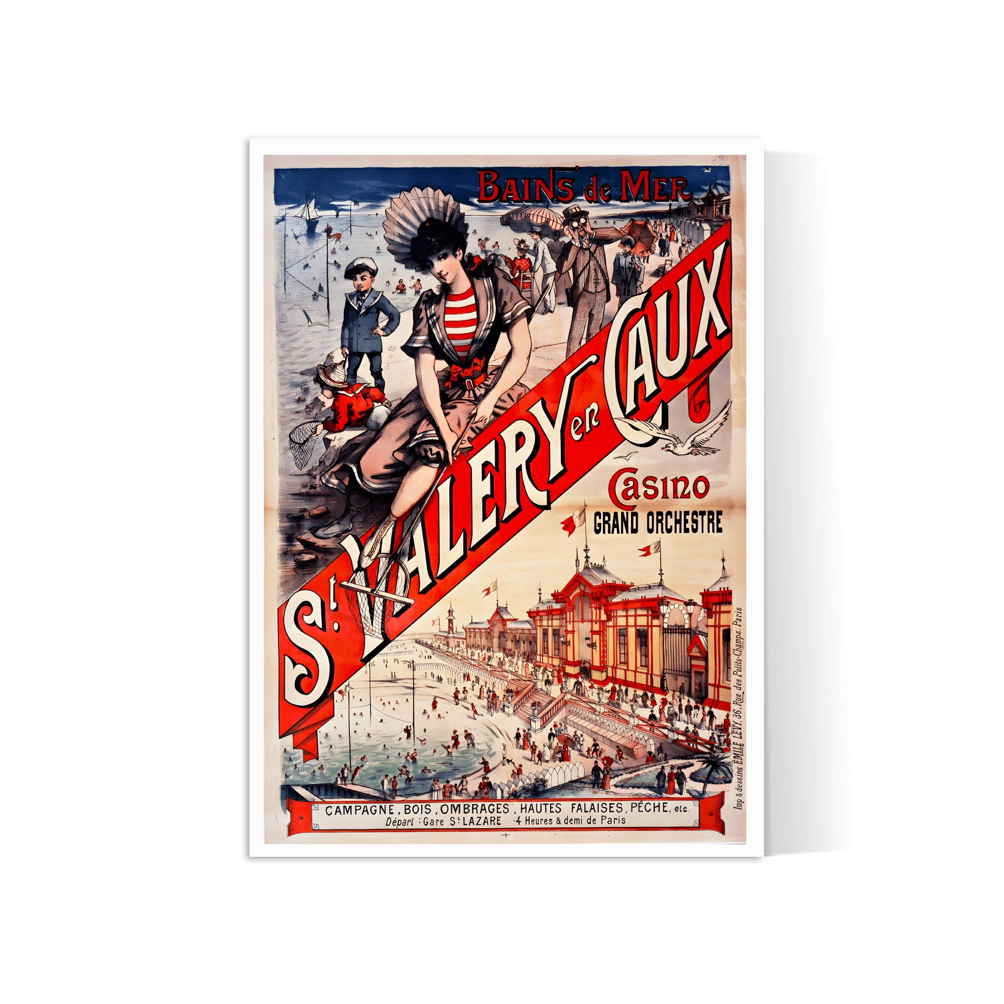 Affiche ville vintage "Saint Valery en caux" - Haute Définition - papier mat 230gr/m²