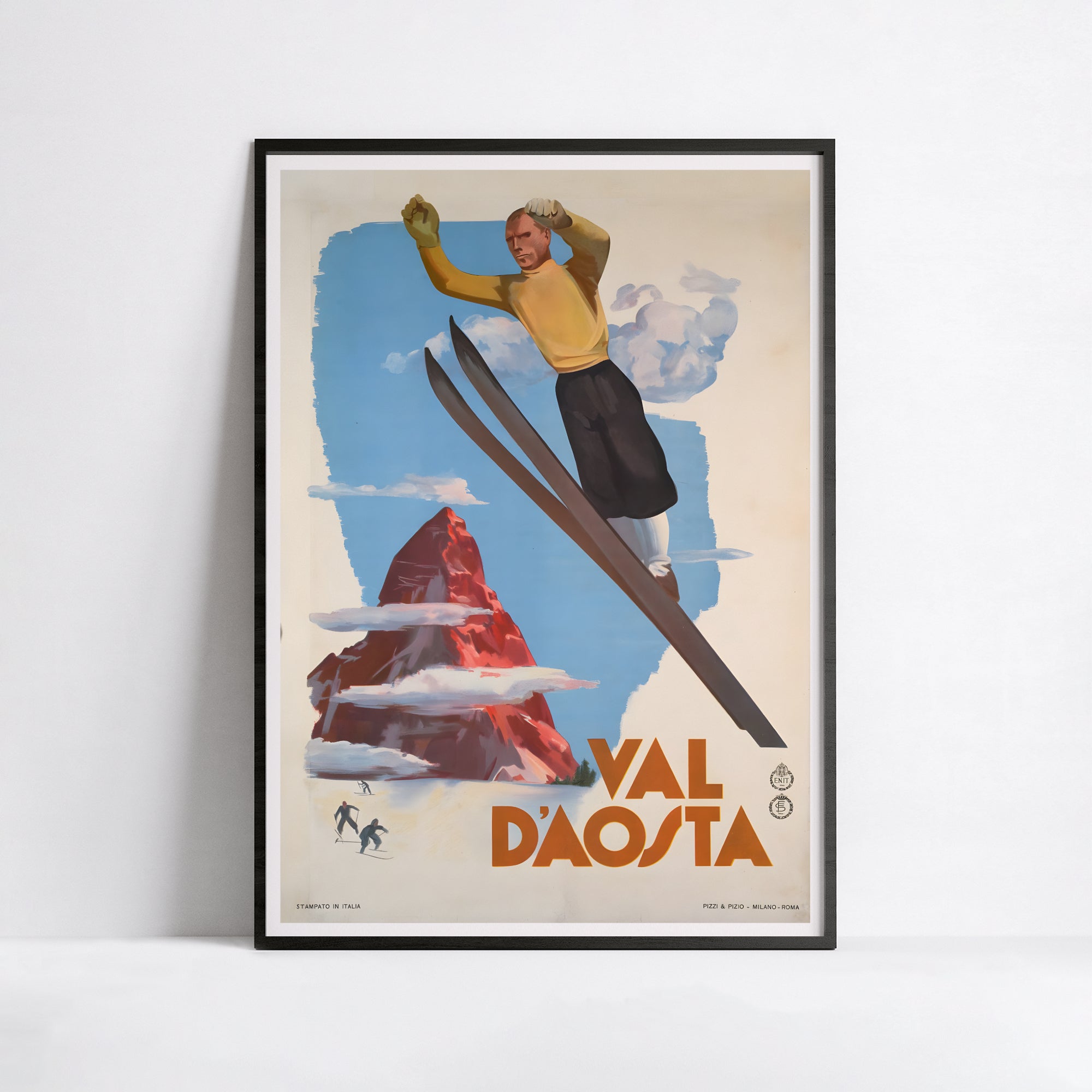 Affiche ski vintage "Val d'Aosta" - Italie - Haute Définition - papier mat 230gr/m²