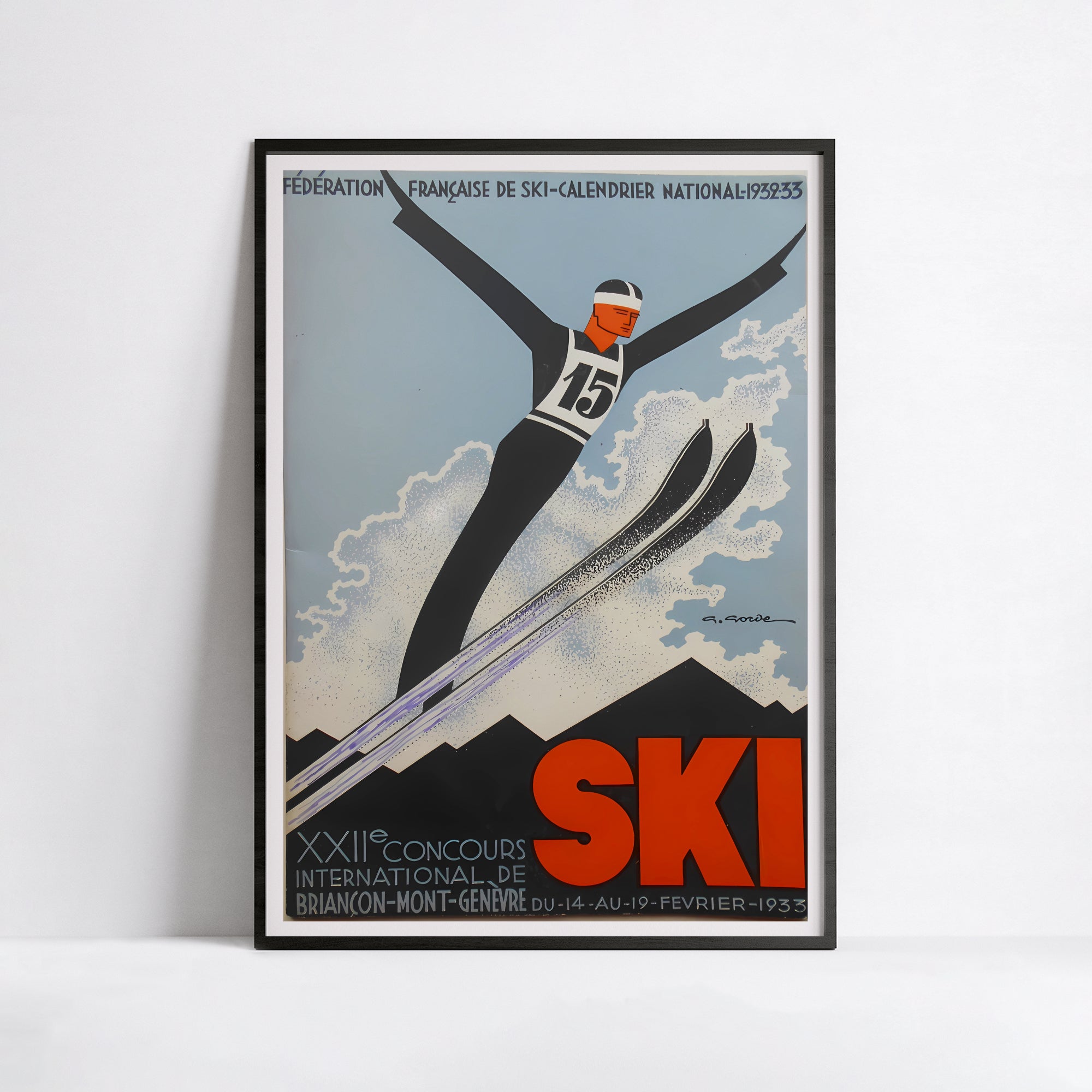 Affiche ski vintage "22ème concours international de ski" - Haute Définition - papier mat 230gr/m²