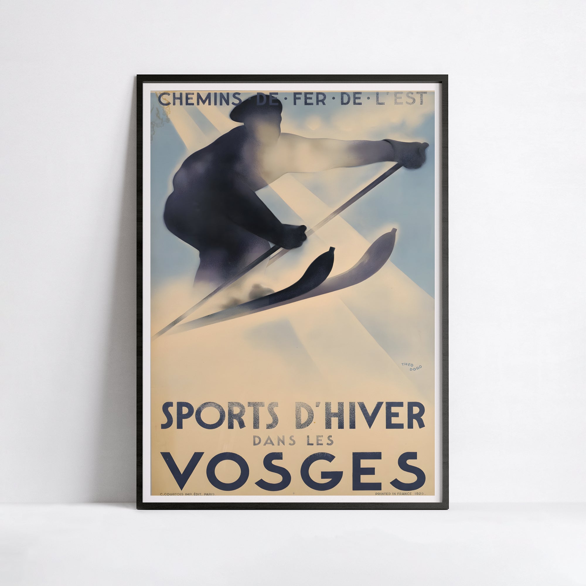 Affiche ski vintage "Sports d'Hiver dans les Vosges" - Haute Définition - papier mat 230gr/m²