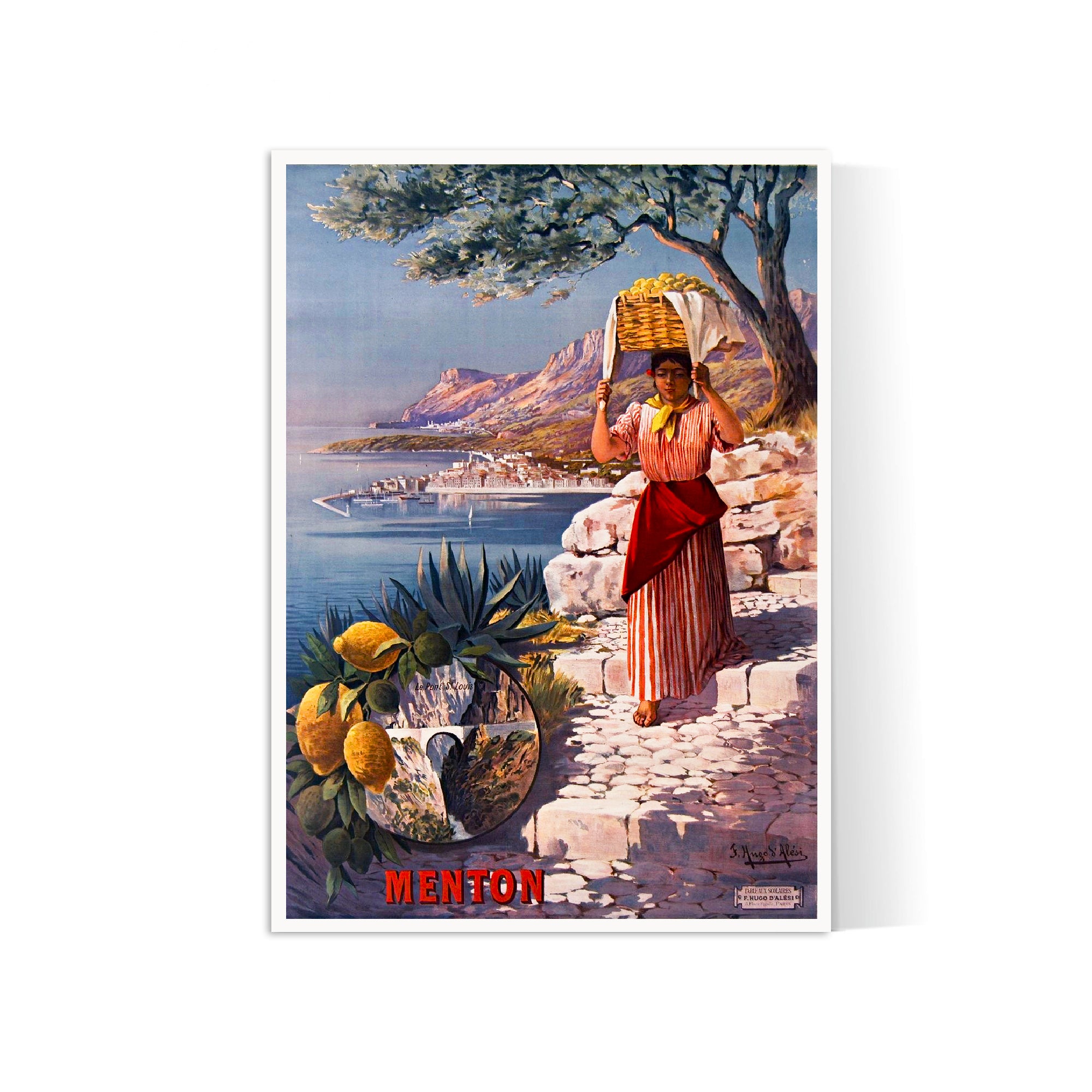 Affiche "Les Citrons de Menton" vintage - Hugo D'Alesi - Haute Définition - papier mat 230gr/m2