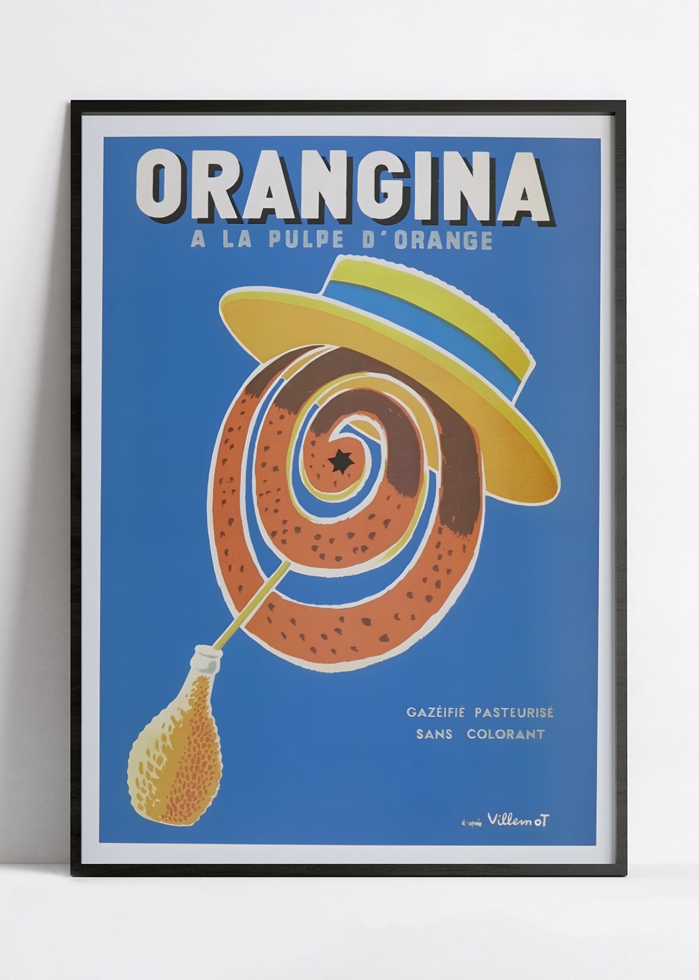 Affiche Orangina "à la pulpe d'orange" - Villemot - Haute Définition - papier mat 230gr/m²