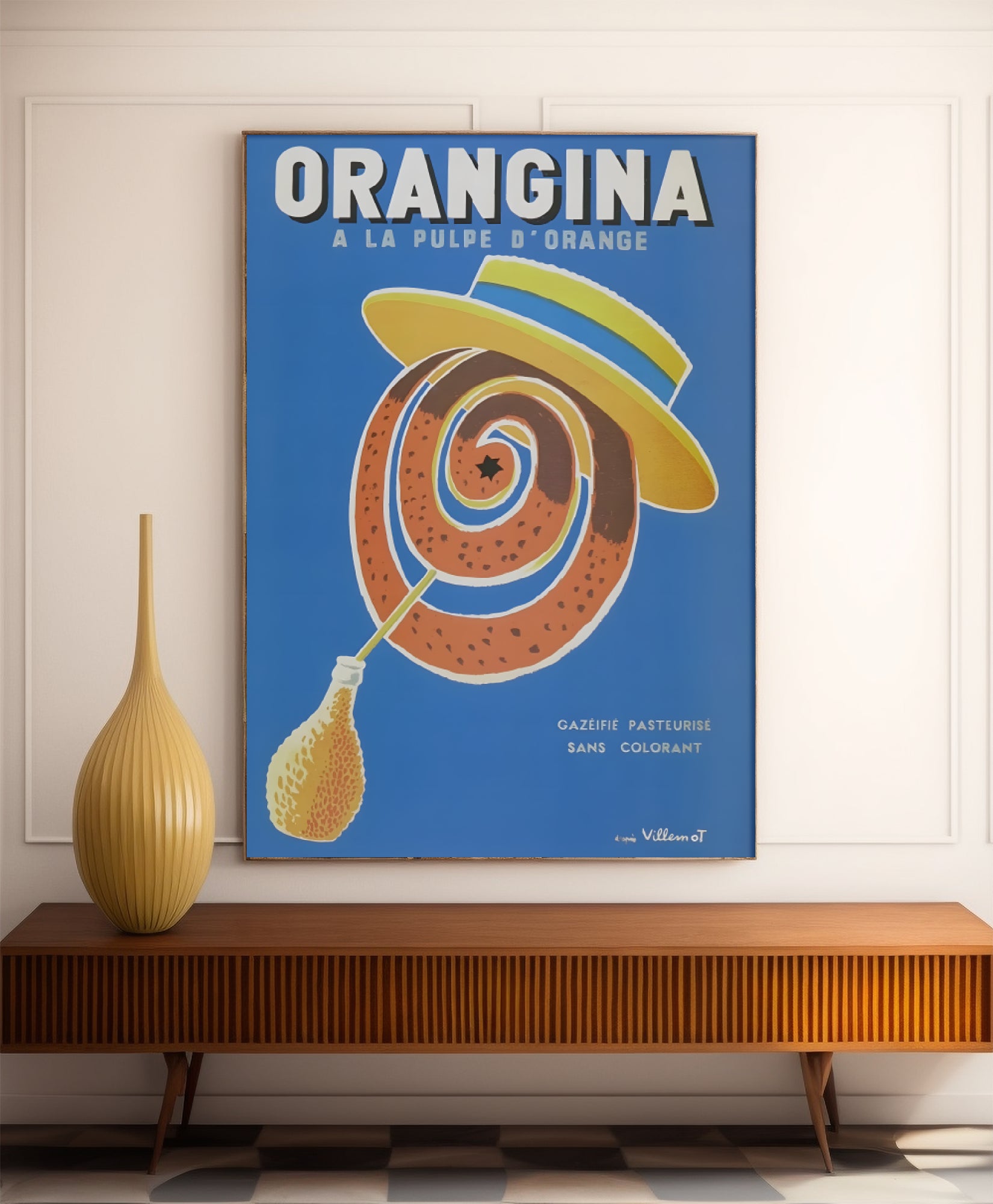 Affiche Orangina "à la pulpe d'orange" - Villemot - Haute Définition - papier mat 230gr/m²