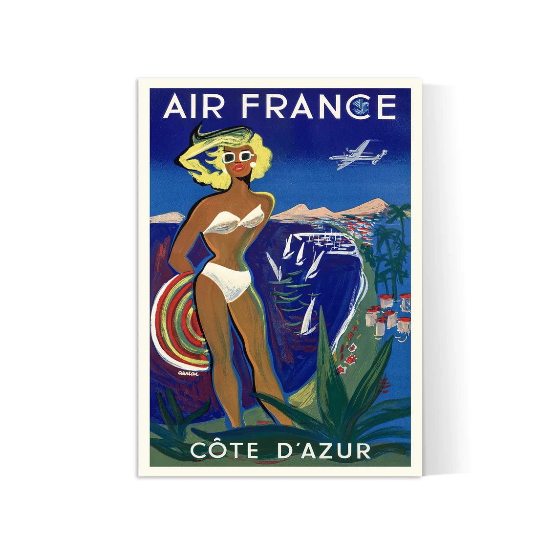 Affiche Air France "Côte d'Azur - Baigneuse"  - Haute Définition - papier mat 230gr/m2