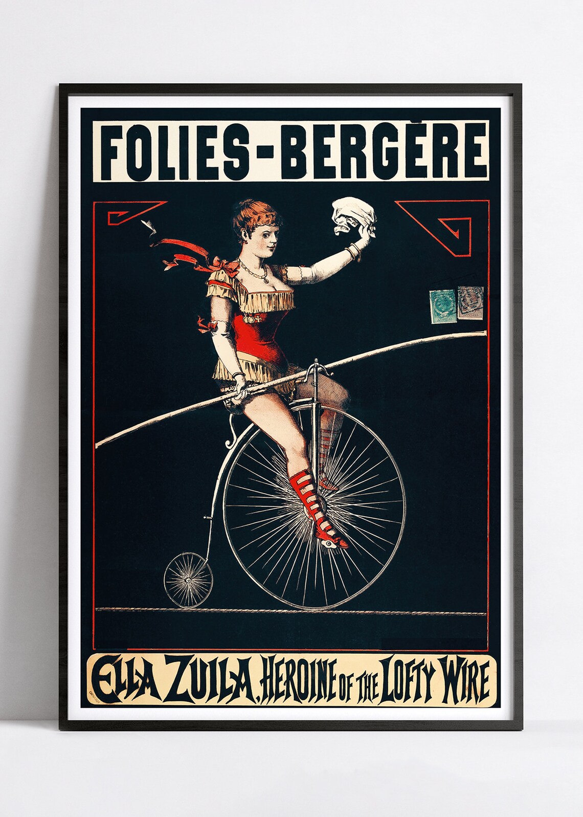 Affiche cabaret vintage "Folies Bergères - Ella Zuila" - Art Nouveau - Haute Définition - papier mat 230gr/m²