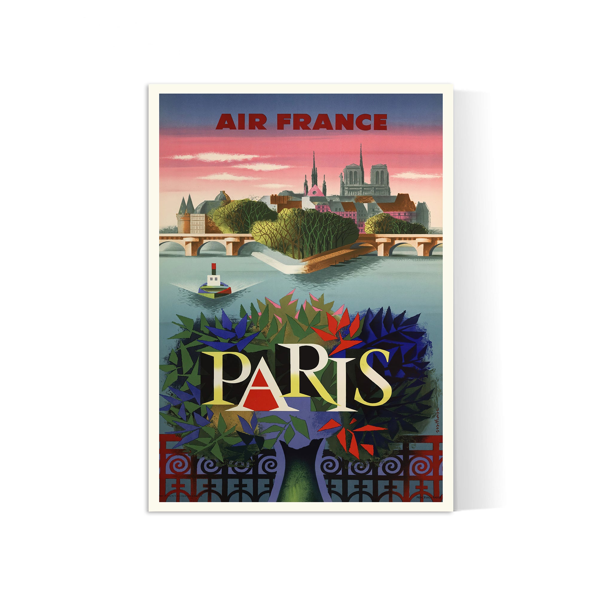 Affiche murale vintage "Paris" - Air France - Haute Définition - papier mat 230gr/m²