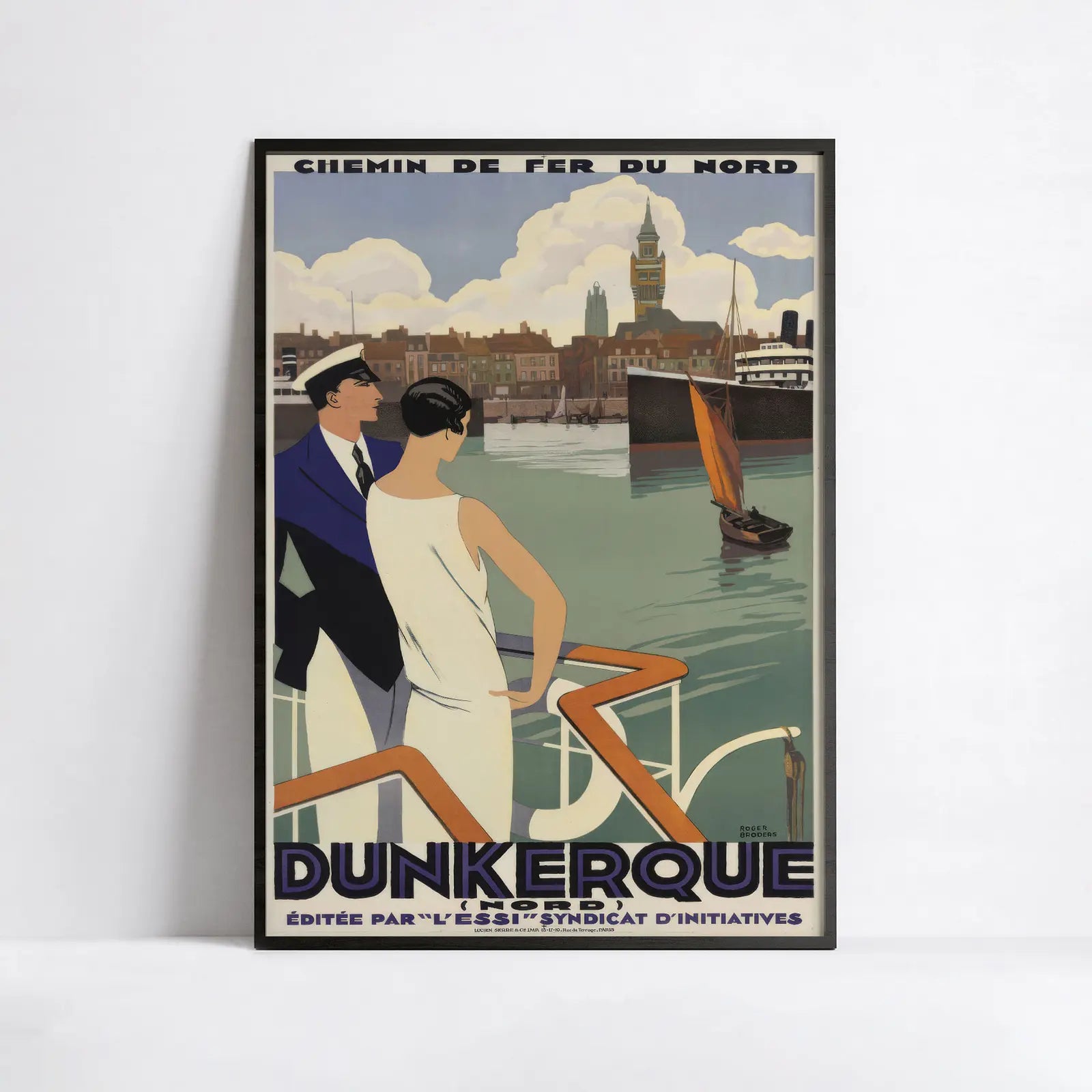 Affiche ville vintage "Dunkerque" - Haute Définition - papier mat 230gr/m²