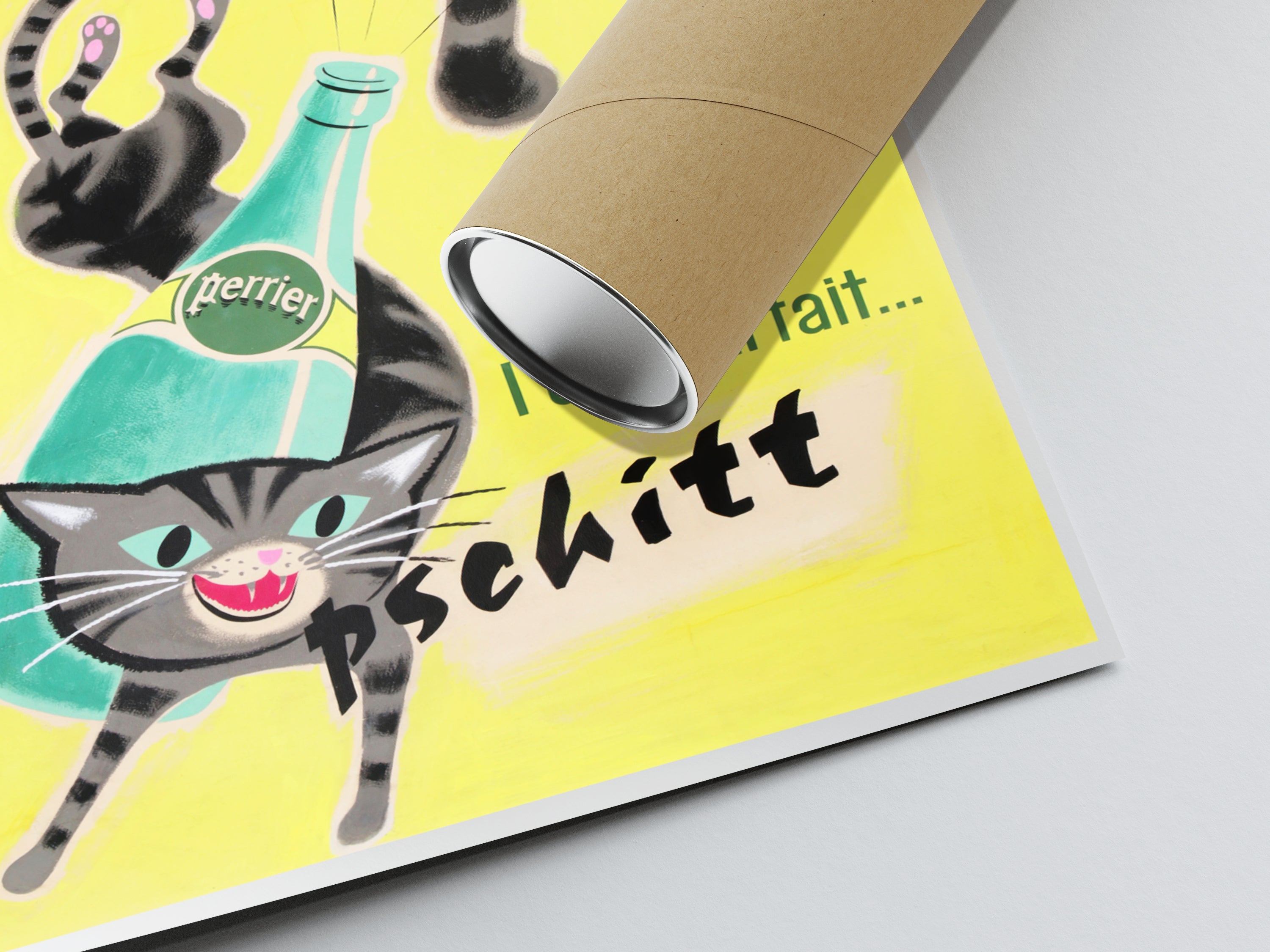 Affiche cuisine vintage "Perrier, l'eau qui fait pschitt" - FIX MASSEAU - Haute Définition - papier mat 230gr/m²