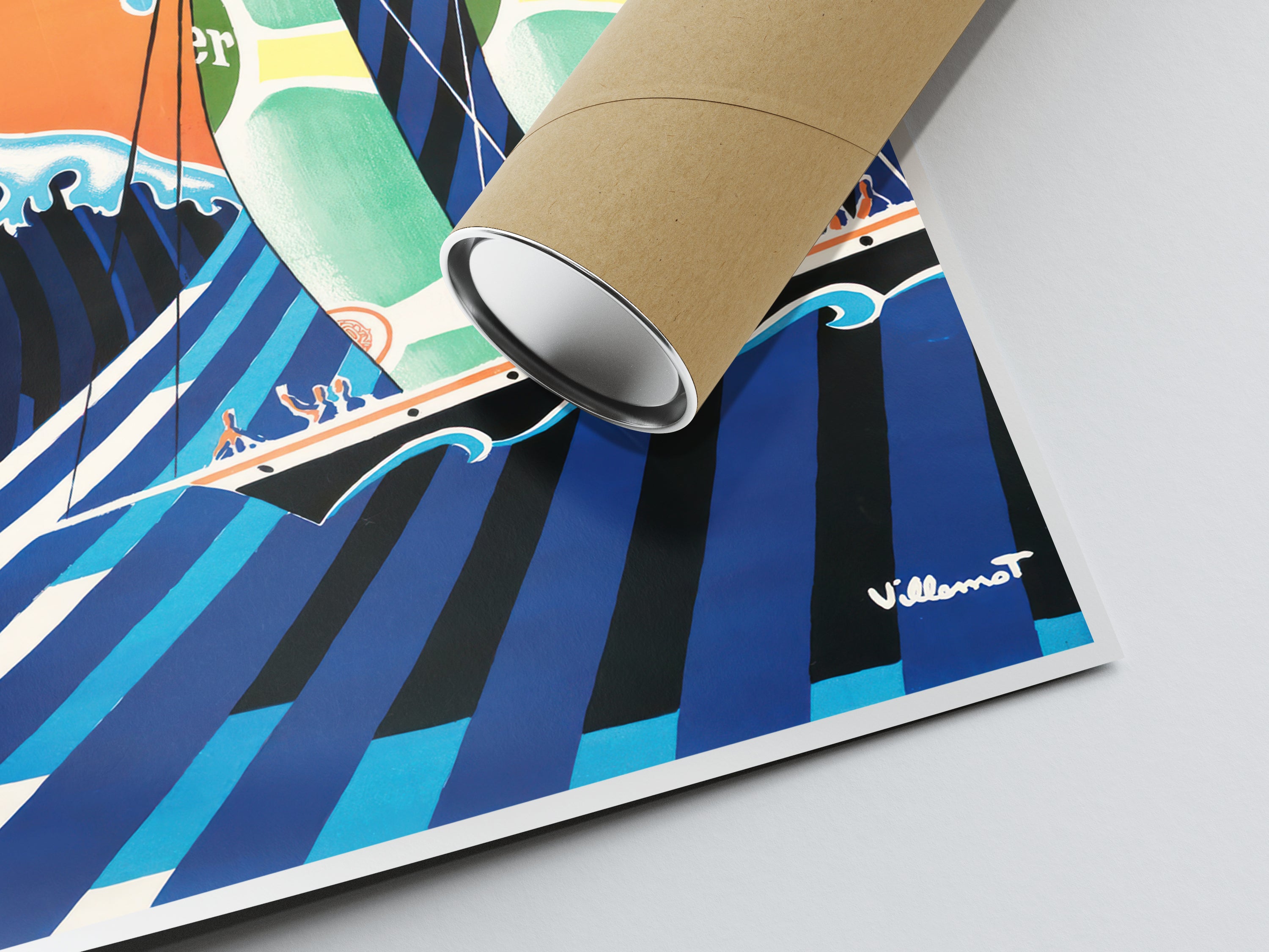 Affiche Perrier "Voiliers Perrier" - Villemot - Haute Définition - papier mat 230gr/m²