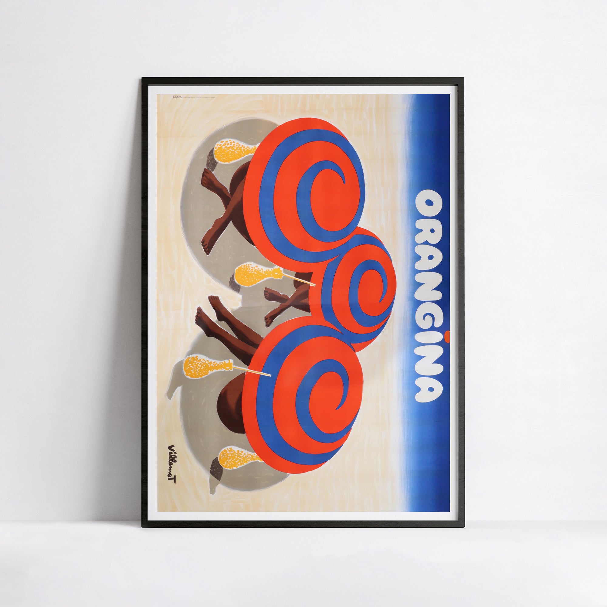 Affiche Orangina "Parasols sur la plage" - Villemot - Haute Définition - papier mat 230gr/m²