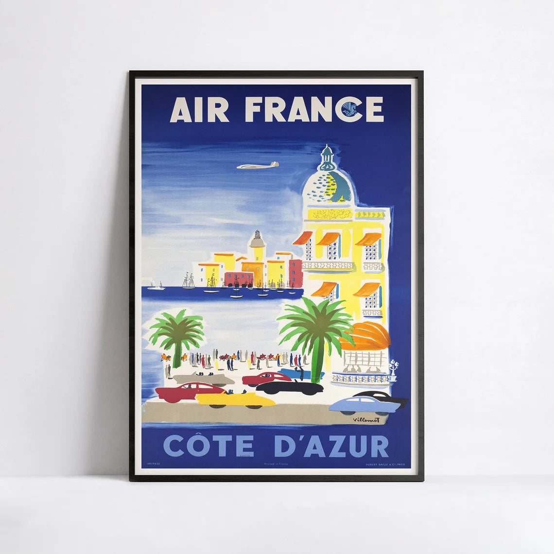 Affiche Air France "Côte d'Azur" - Villemot - Haute Définition - papier mat 230gr/m2