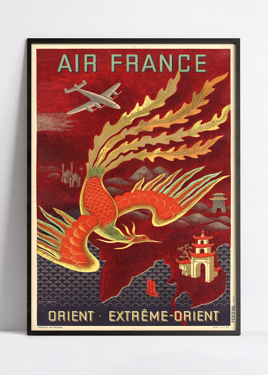 Affiche Air France "Orient - Extrême Orient" - Vintage - Haute Définition - papier mat 230gr/m2