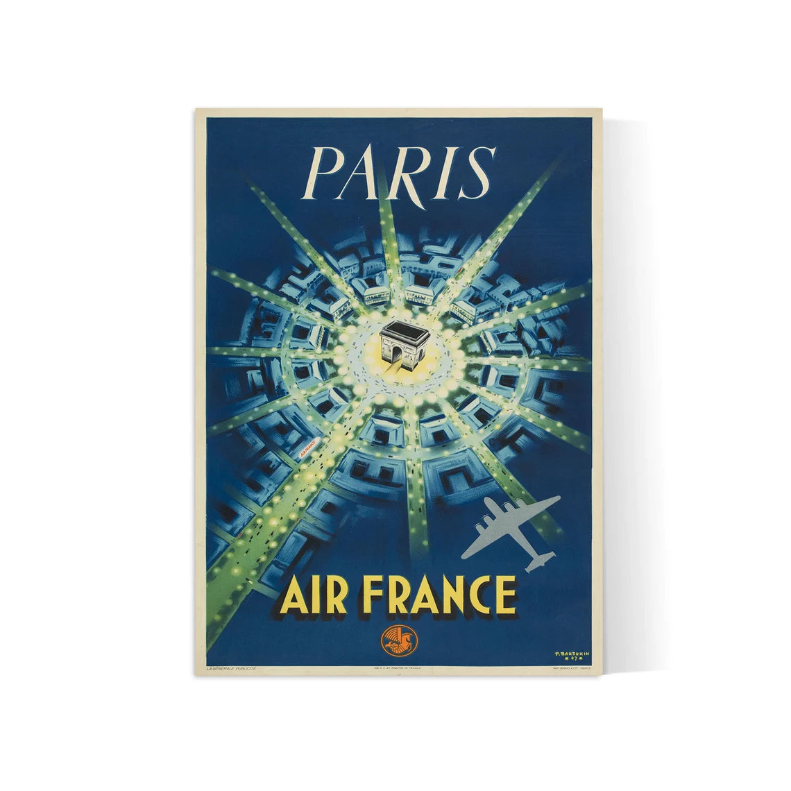 Affiche Air France "Paris" - Vintage - Haute Définition - papier mat 230gr/m2