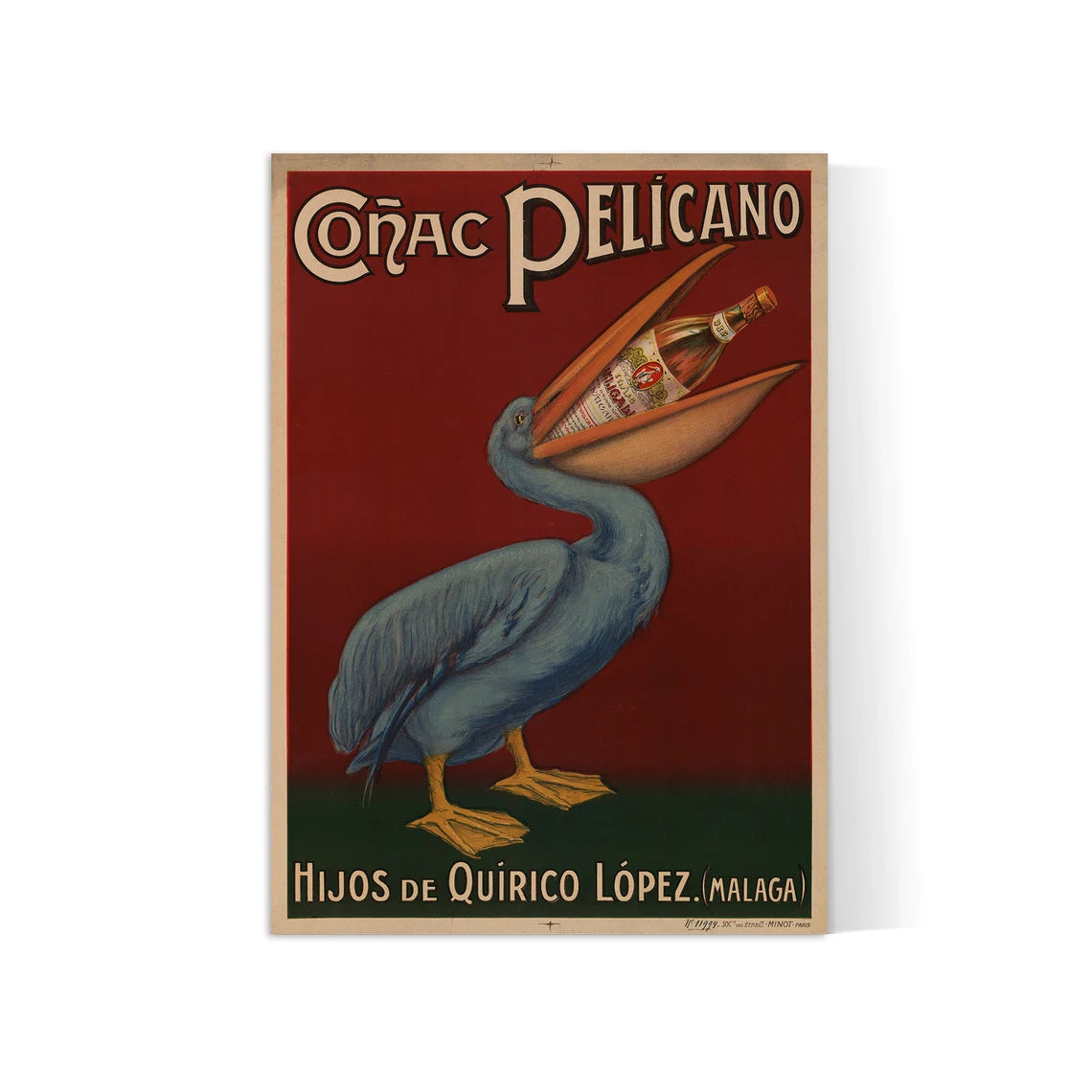 Affiche alcool vintage "Cognac Pelicano" - Art Nouveau - Haute Définition - papier mat 230gr/m2