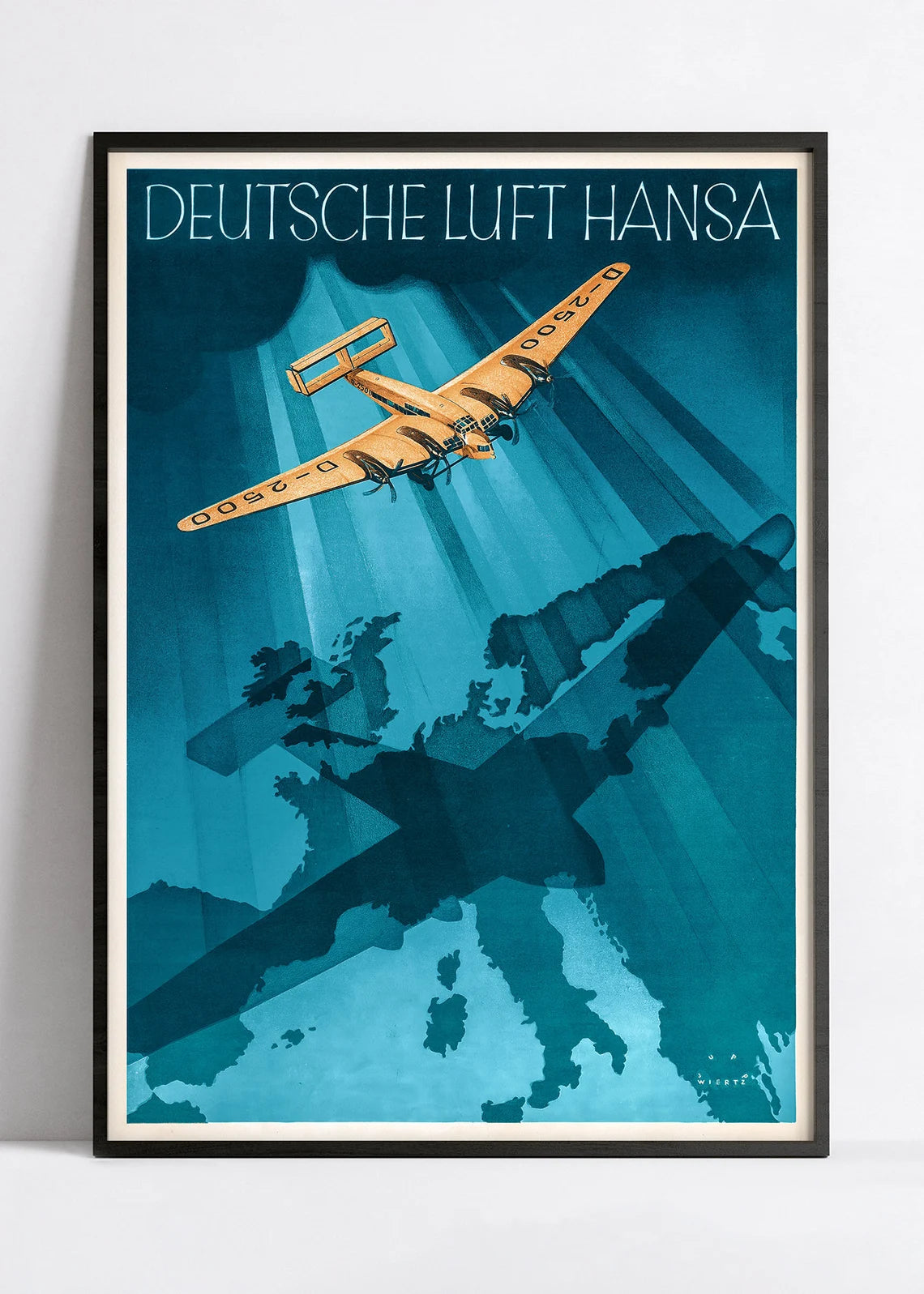 Affiche vintage aviation "Deutsche Luft Hansa" - Jupp Wiertz  - Haute Définition - papier mat 230gr/m²