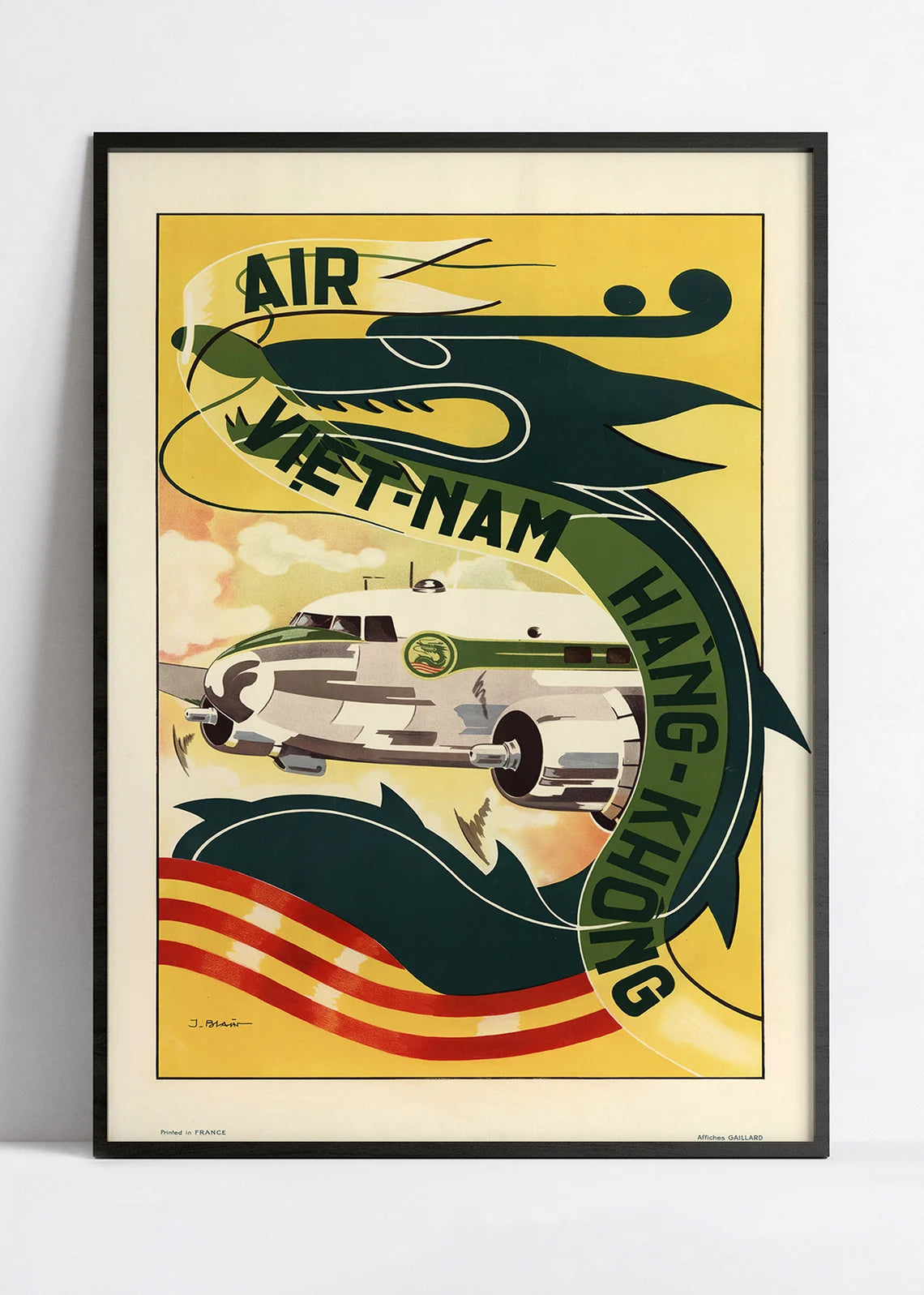 Affiche aviation vintage "Hang Khong" - Air Vietnam  - Haute Définition - papier mat 230gr/m2