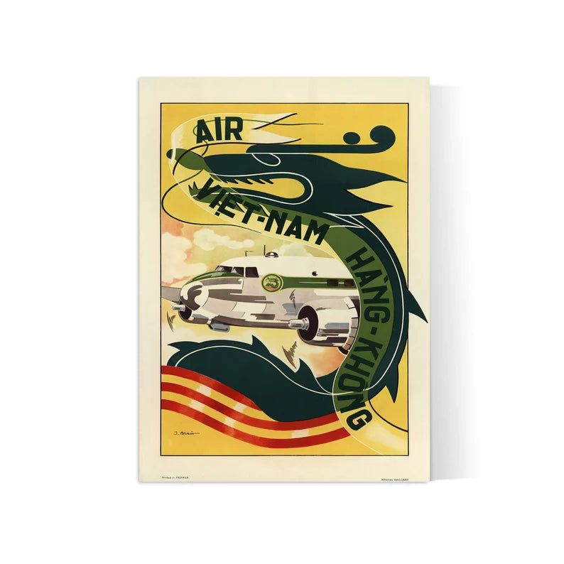 Affiche aviation vintage "Hang Khong" - Air Vietnam  - Haute Définition - papier mat 230gr/m2