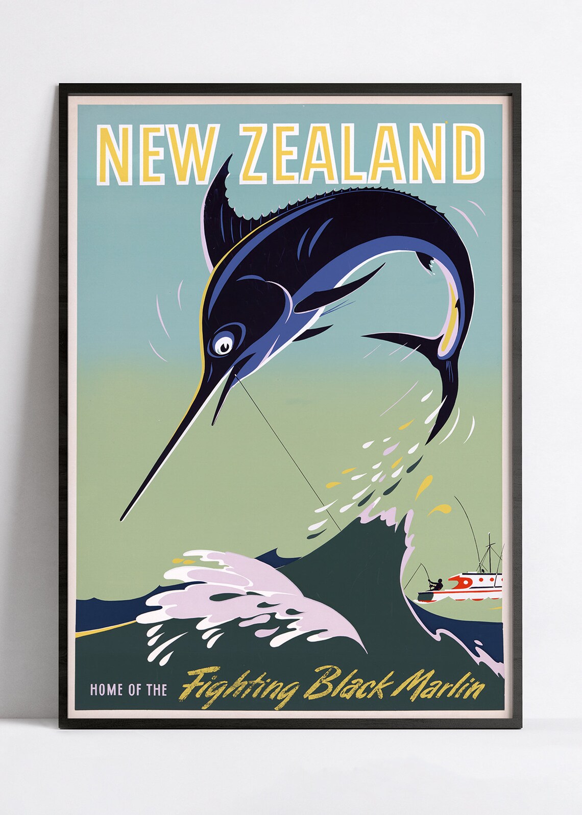 Affiche voyage vintage "New Zealand"  Office du Tourisme - Haute Définition - papier mat 230gr/m²