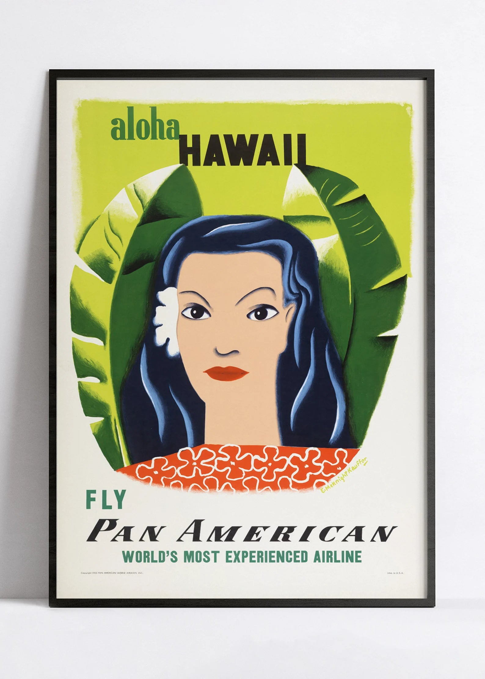 Affiche voyage vintage  "Aloha Hawaii" Pan American - Edward Macknight Kauffer- Haute Définition - papier mat 230gr/m²