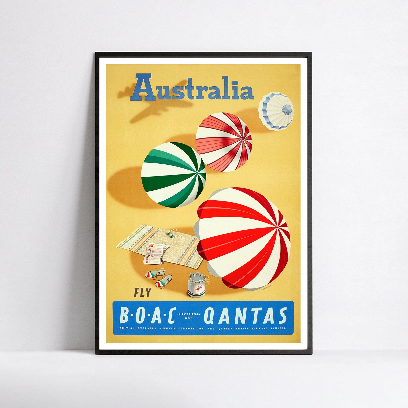 Affiche aviation vintage  " Australia Fly"- Frank Nanninga - Haute Définition - papier mat 230gr/m2