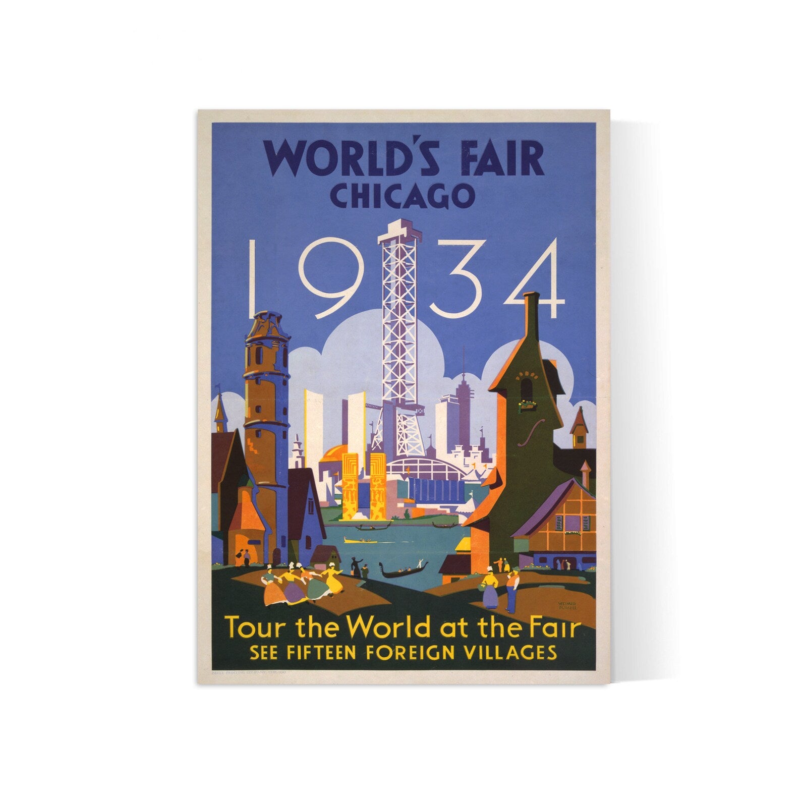 Affiche voyage vintage " Chicago Word's Fair - 1934" - Haute Définition - papier mat 230gr/m²