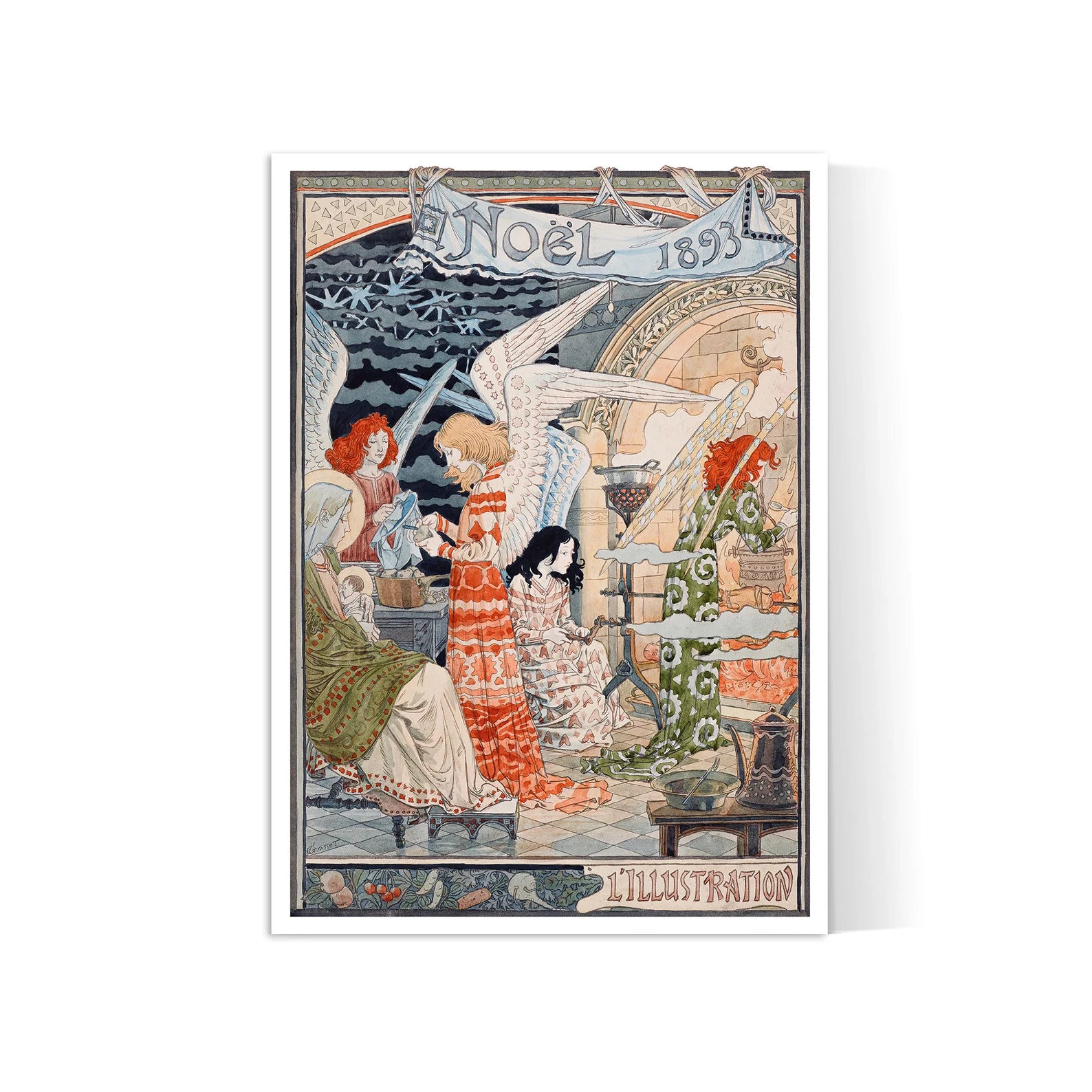 Affiche vintage "Noël 1893" - Eugéne Grasset - Haute Définition - papier mat 230gr/m²