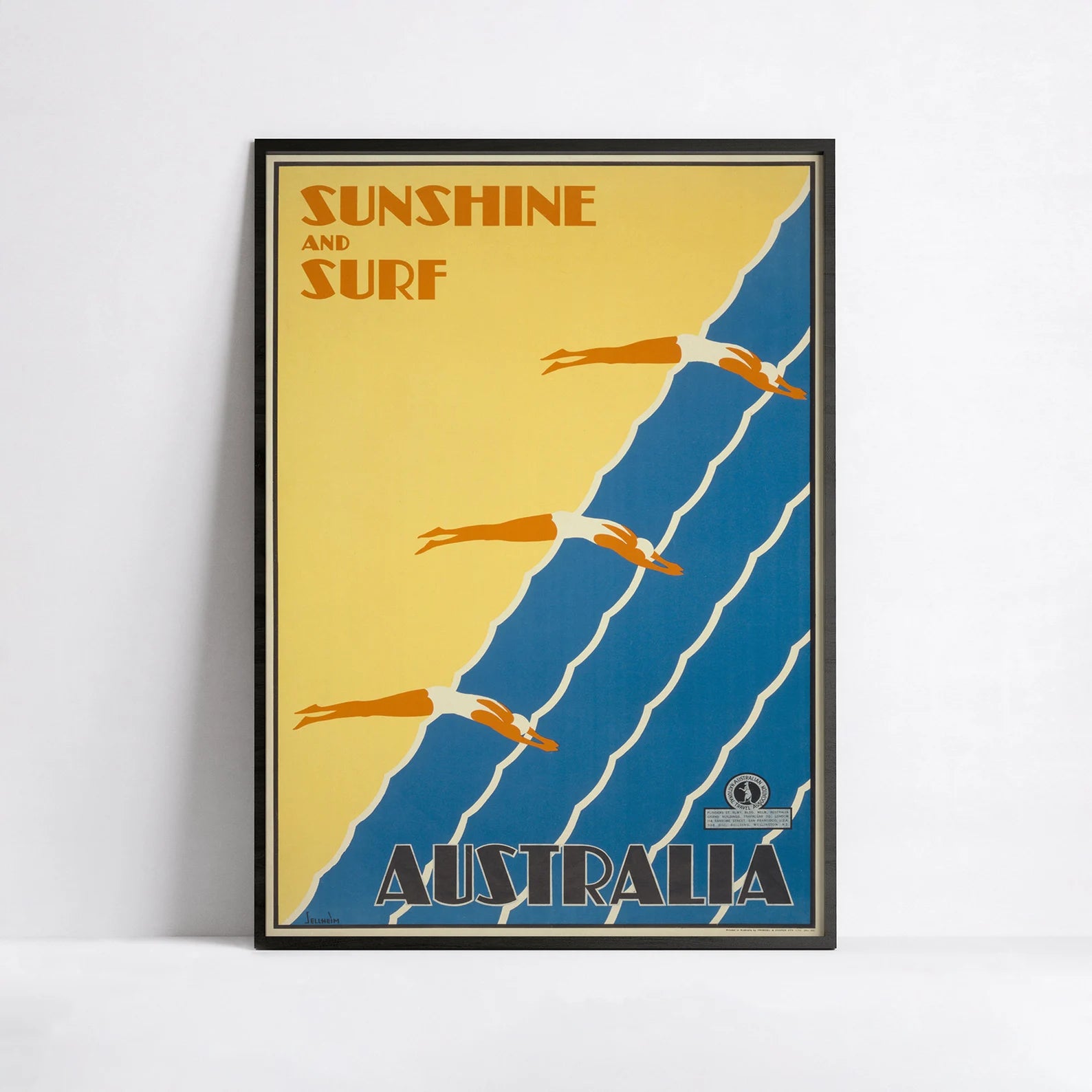 Affiche vintage "Sunshine and Surf" Australia - Gert Sellheim - Haute Définition - papier mat 230gr/m²