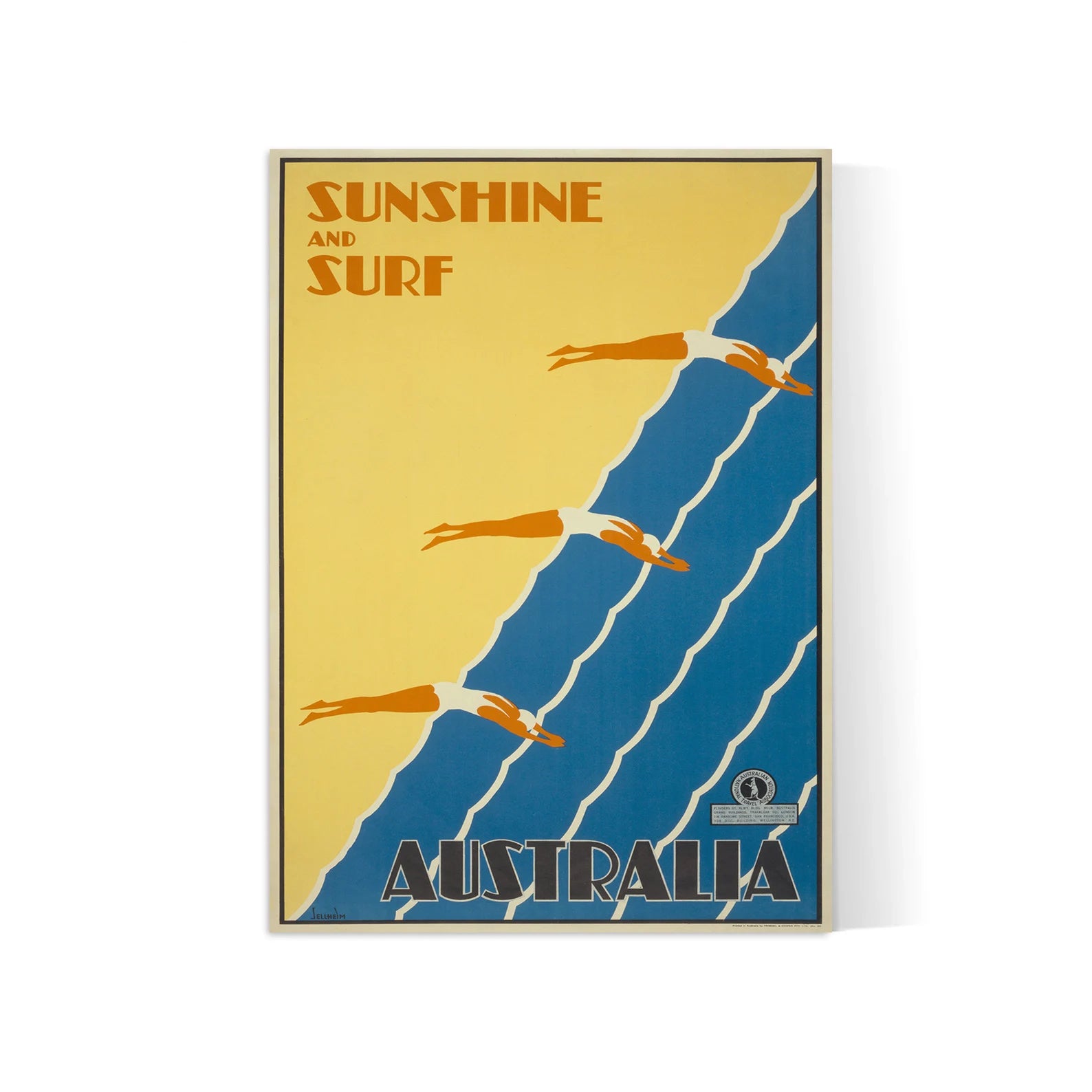 Affiche vintage "Sunshine and Surf" Australia - Gert Sellheim - Haute Définition - papier mat 230gr/m²
