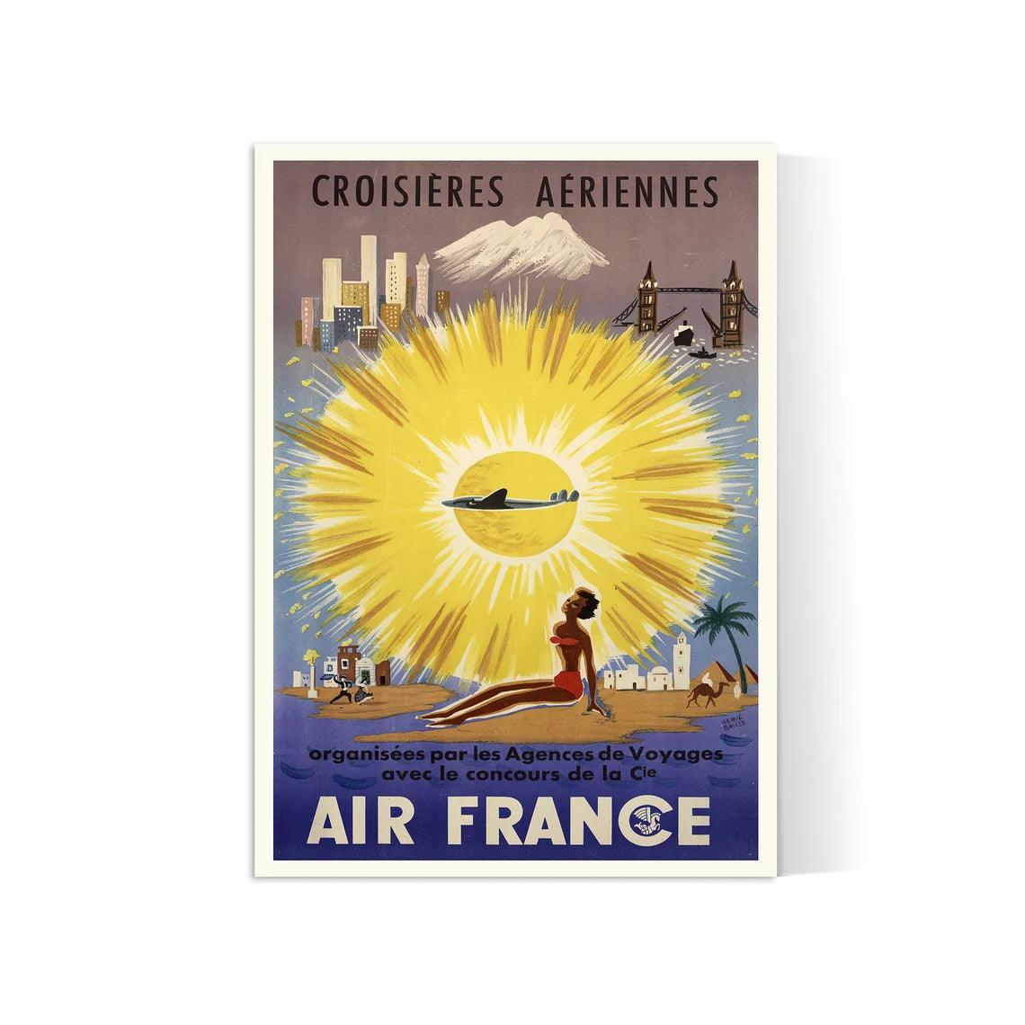 Affiche Air France "Croisières aériennes" - Hervé Baille - Haute Définition - papier mat 230gr/m2 - Poster Vintage