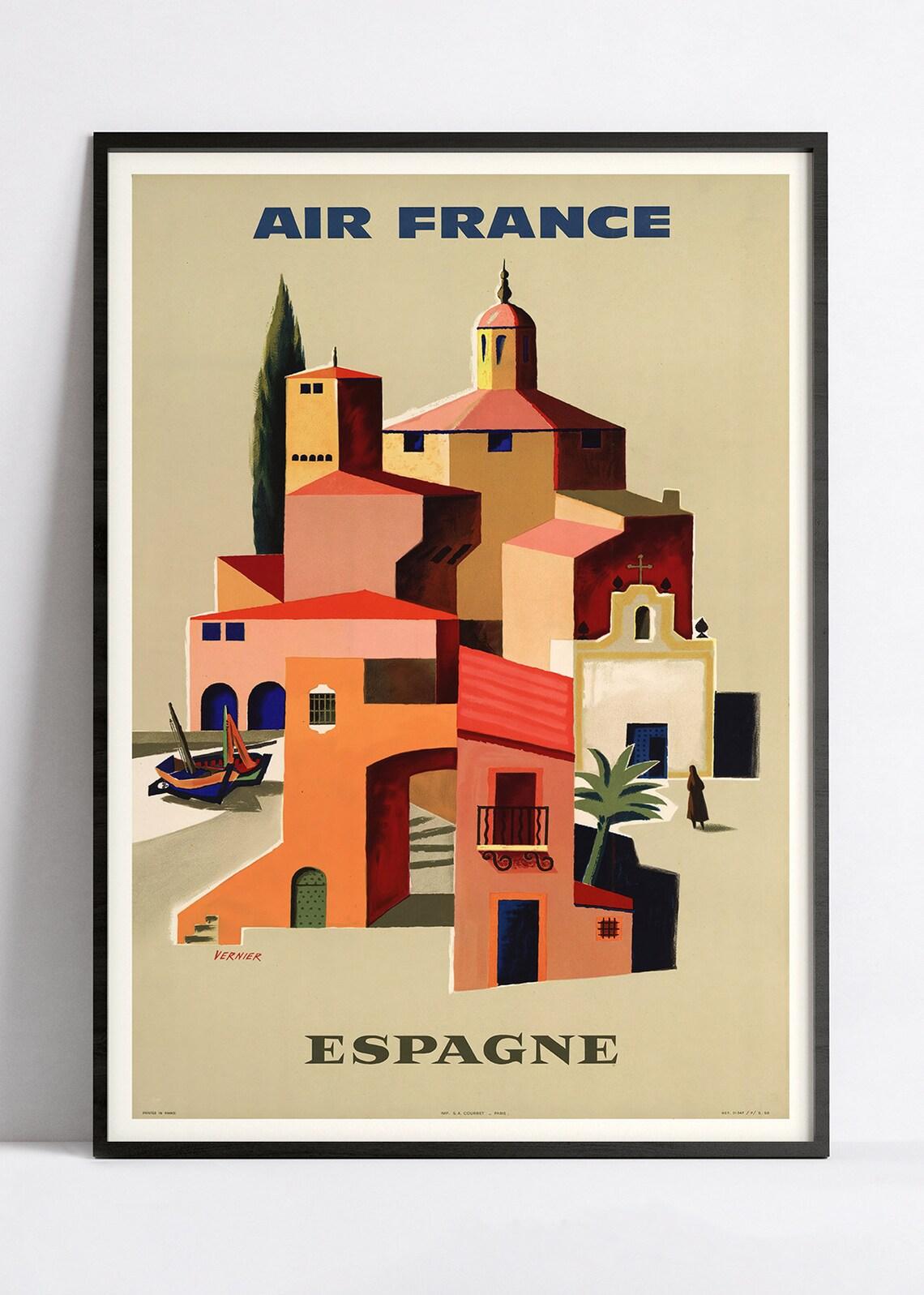 Affiche Air France "Espagne" - Haute Définition - papier mat 230gr/m2 - Poster Vintage