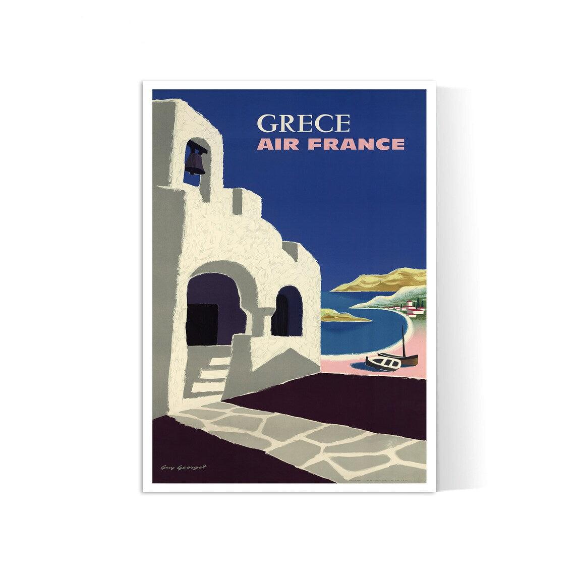 Affiche Air France "Grêce" - Guy Georget - Haute Définition - papier mat 230gr/m2 - Poster Vintage