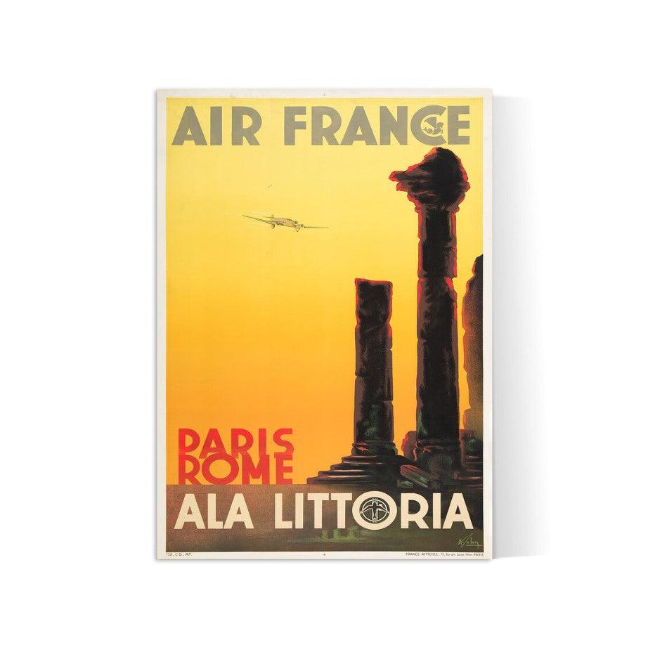 Affiche Air France "Paris-Rome" - Vintage - Haute Définition - papier mat 230gr/m2 - Poster Vintage