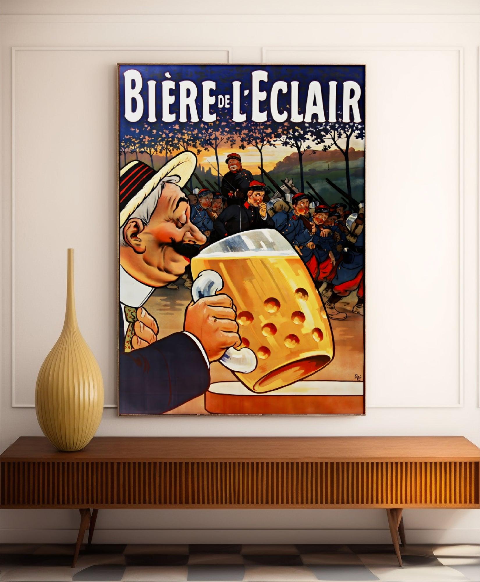 Affiche alcool vintage "Bière de L'éclair" vintage -Eugène Ogé - Haute Définition - papier mat 230gr/m2 - Poster Vintage