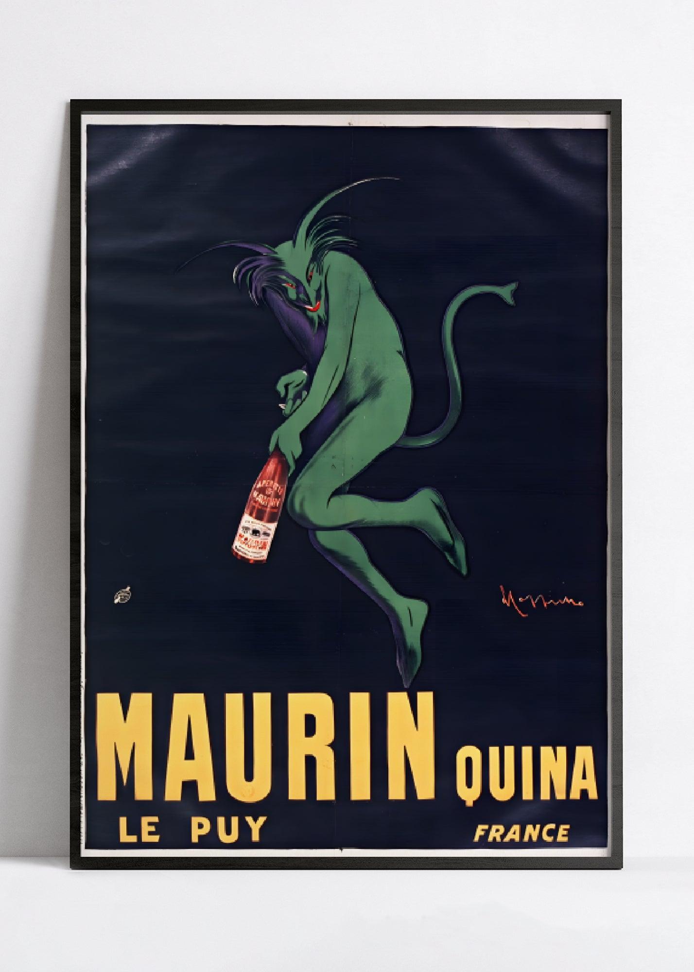 Affiche alcool vintage"Diable Vert - Maurin" - Cappiello - Haute Définition - papier mat 230gr/m² - Poster Vintage