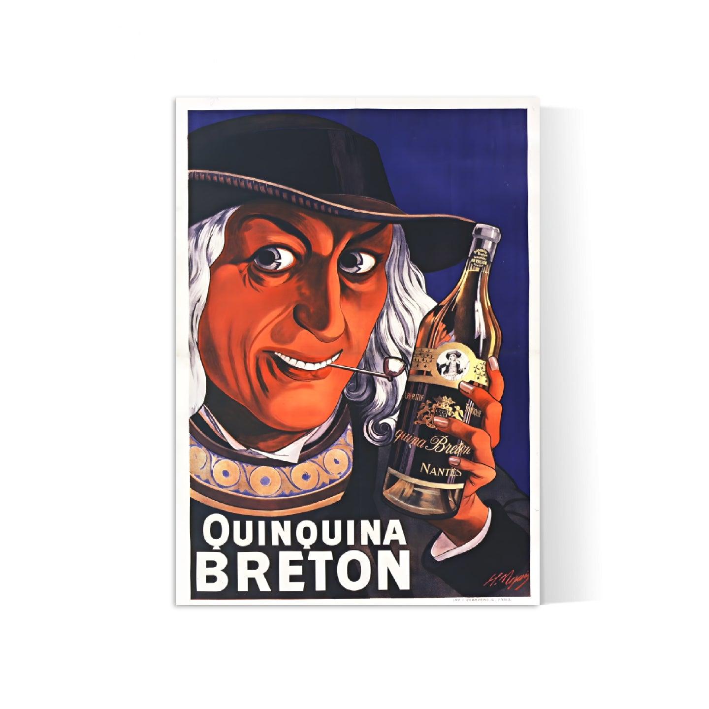 Affiche alcool vintage "Quinquina Breton" - Eugène Ogé - Haute Définition - papier mat 230gr/m2 - Poster Vintage