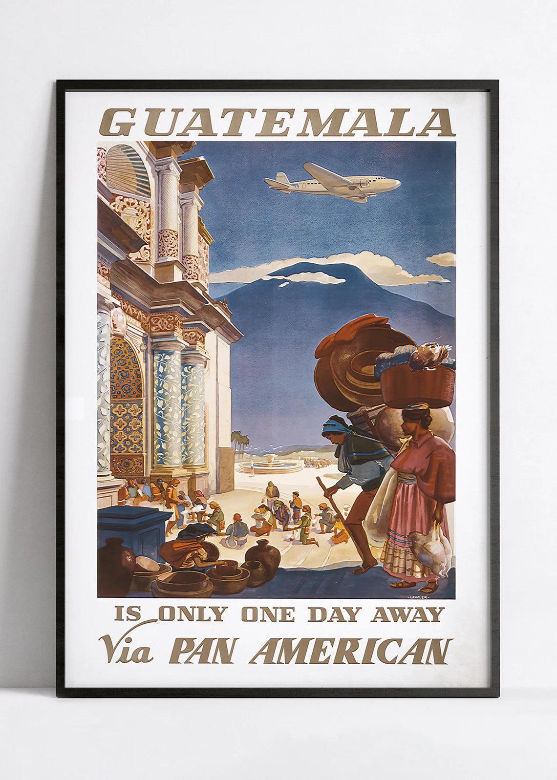 Affiche aviation vintage "Guatemala" - PANAM - Haute Définition - papier mat 230gr/m2 - Poster Vintage