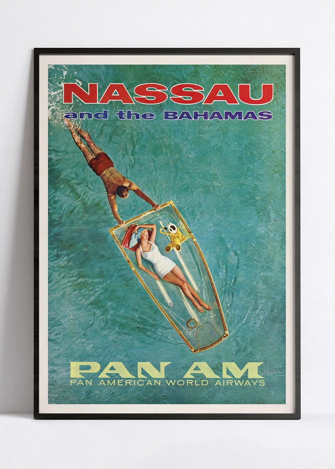 Affiche aviation vintage "Nassau" - Panam - Haute Définition - papier mat 230gr/m² - Poster Vintage