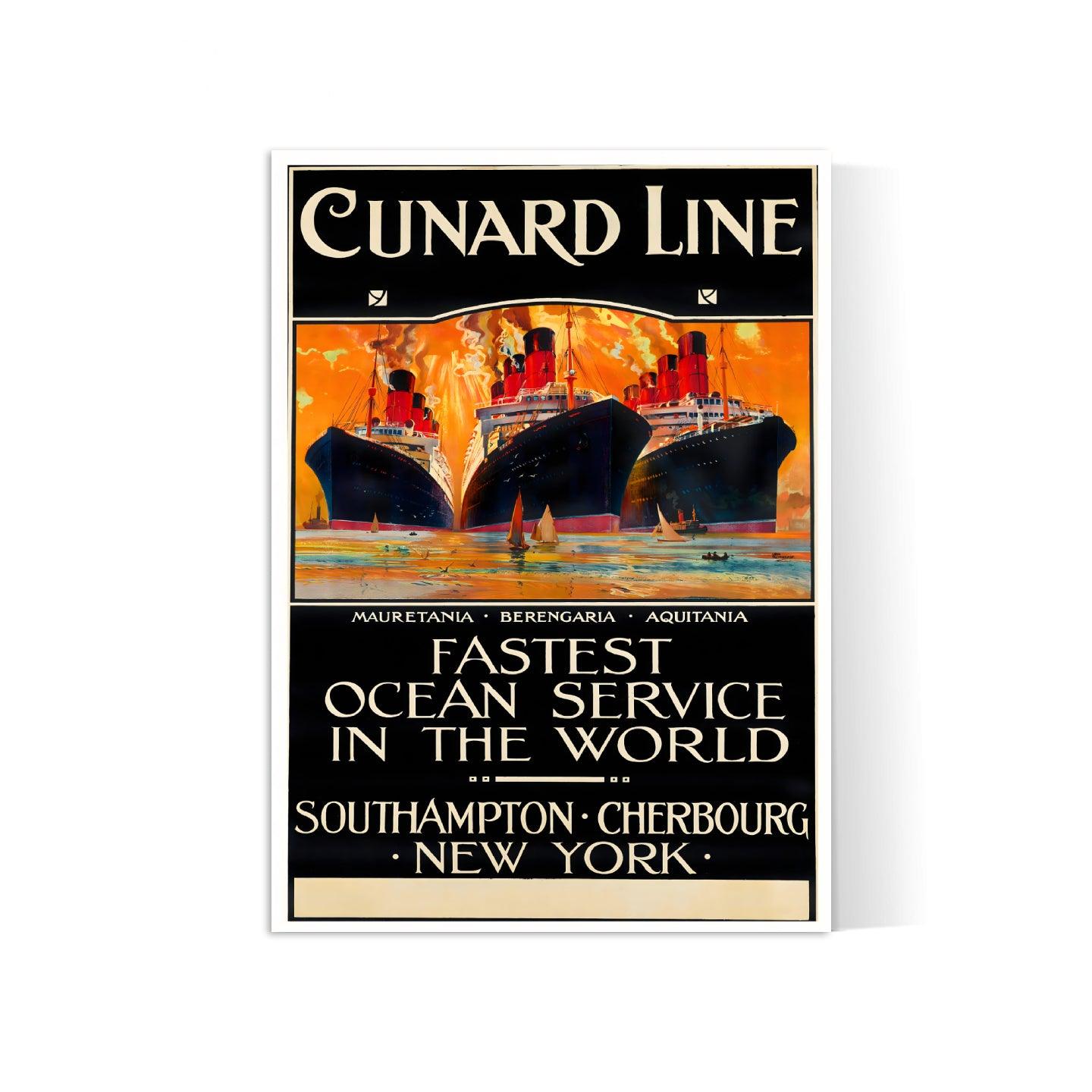 Affiche bateau vintage "Cunard Line" - Odin Rosenvinge - Haute Définition - papier mat 230gr/m² - Poster Vintage